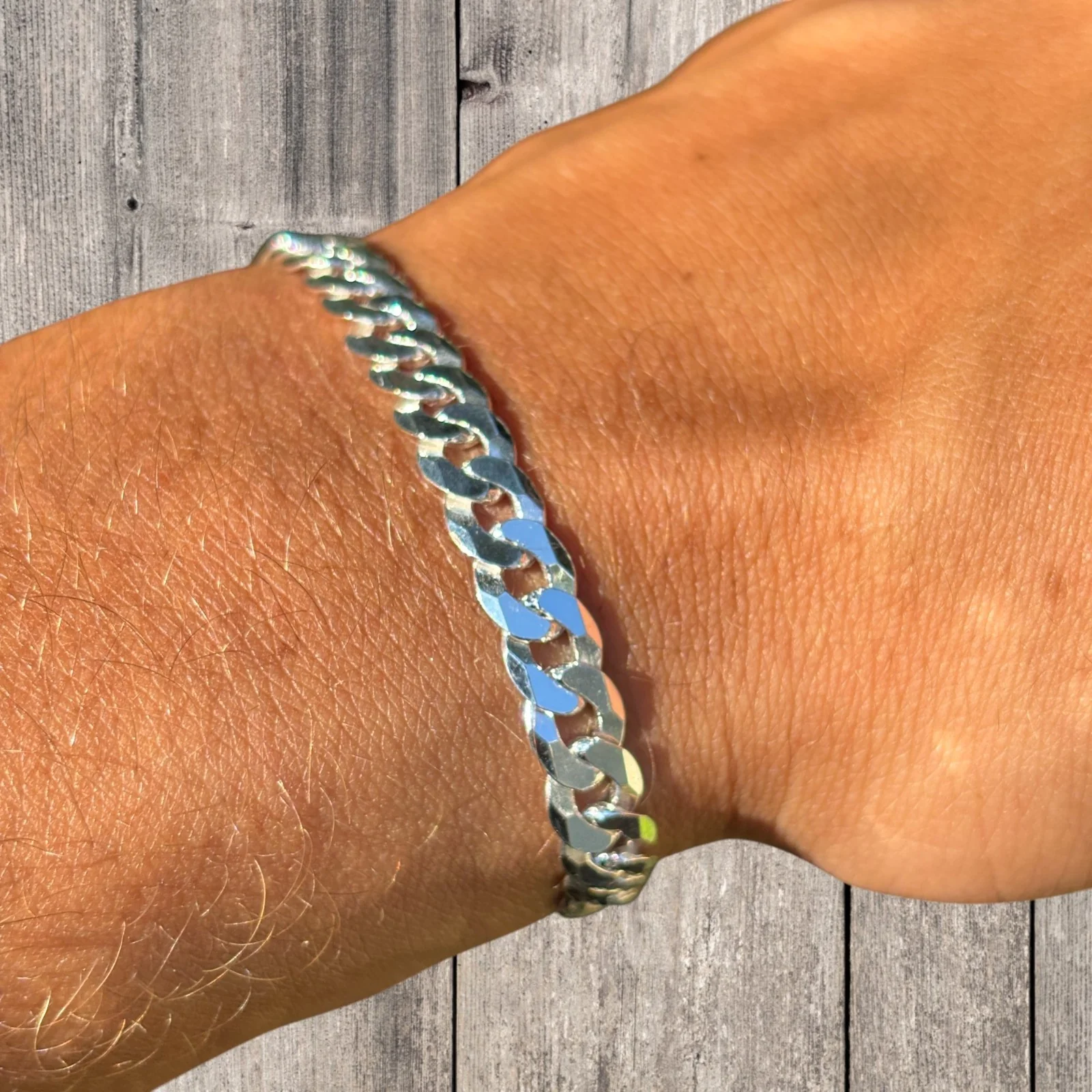 925 Sterling Silver 7mm Flat Curb Bracelet - Image 5