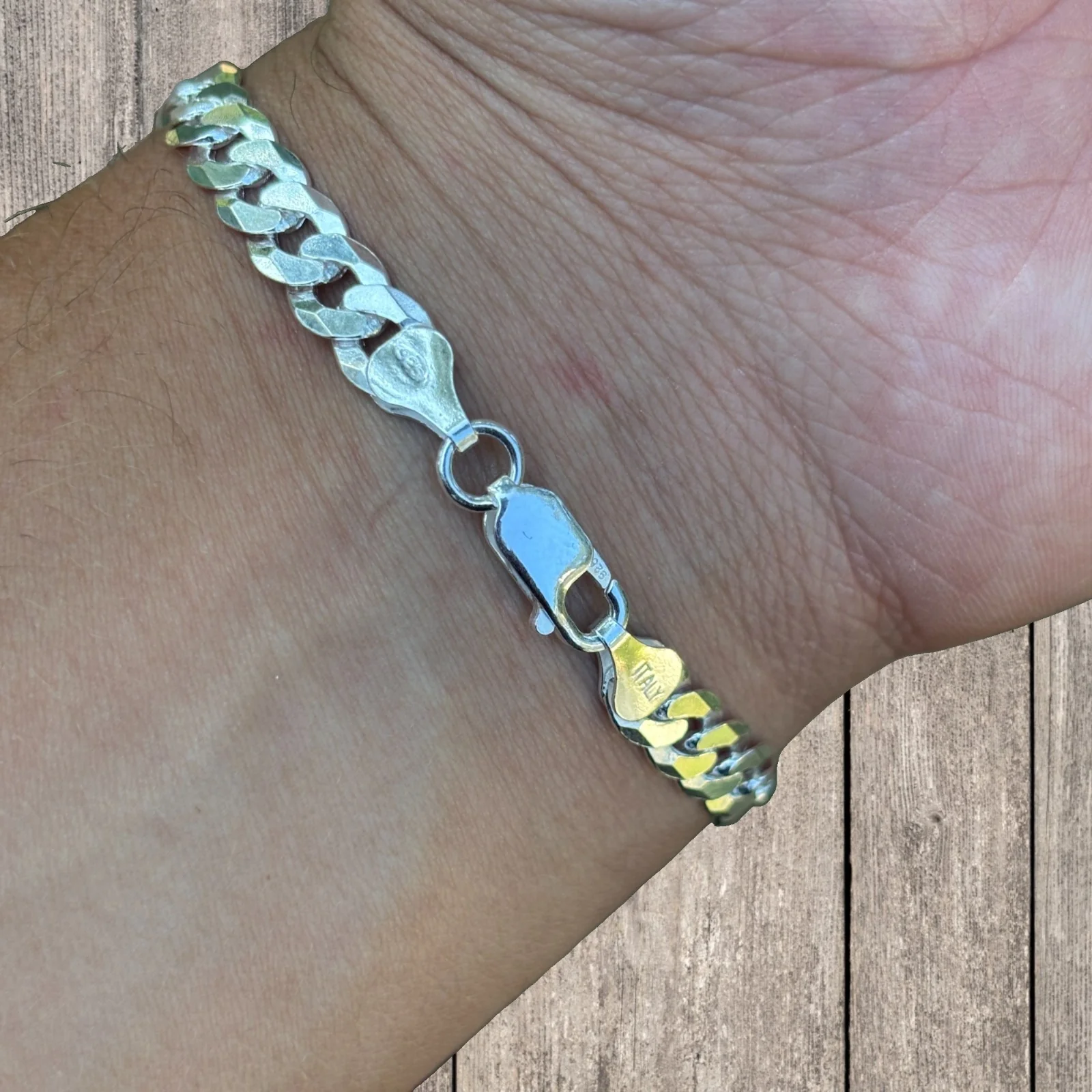 925 Sterling Silver 7mm Flat Curb Bracelet - Image 7