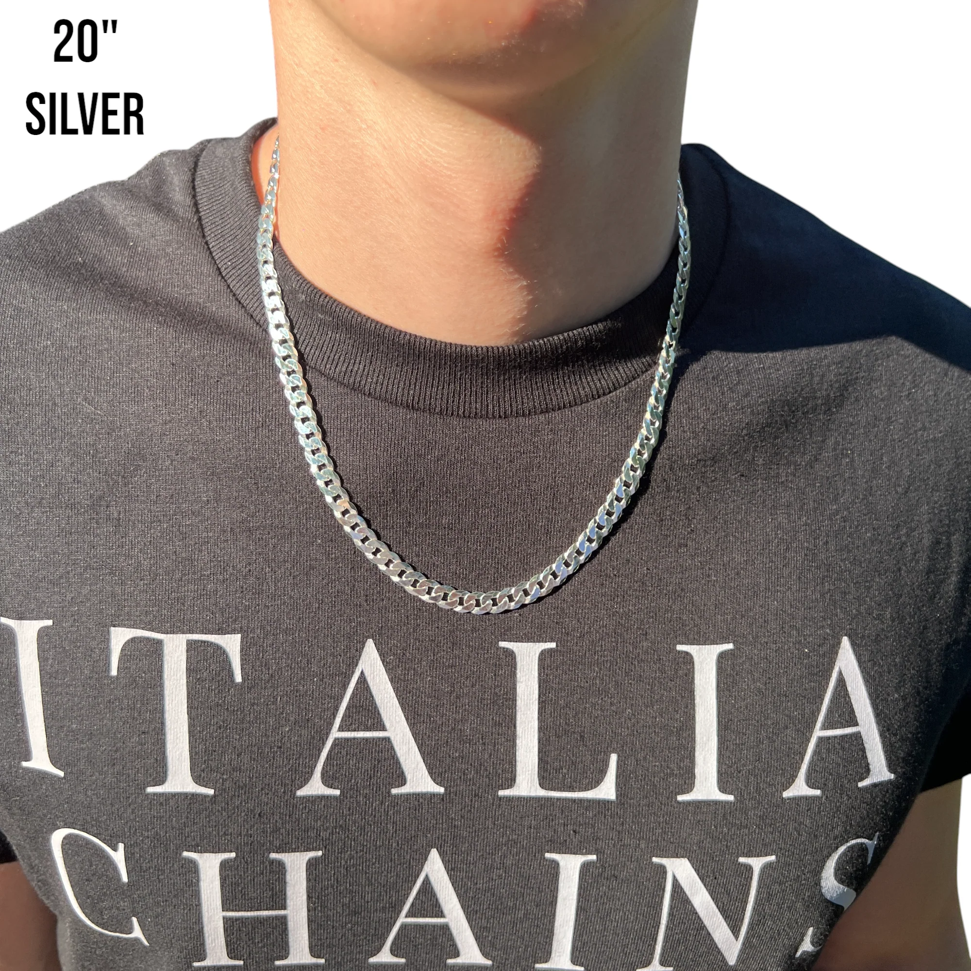 925 Sterling Silver 7mm Flat Curb Cuban Chain Necklace - Image 10
