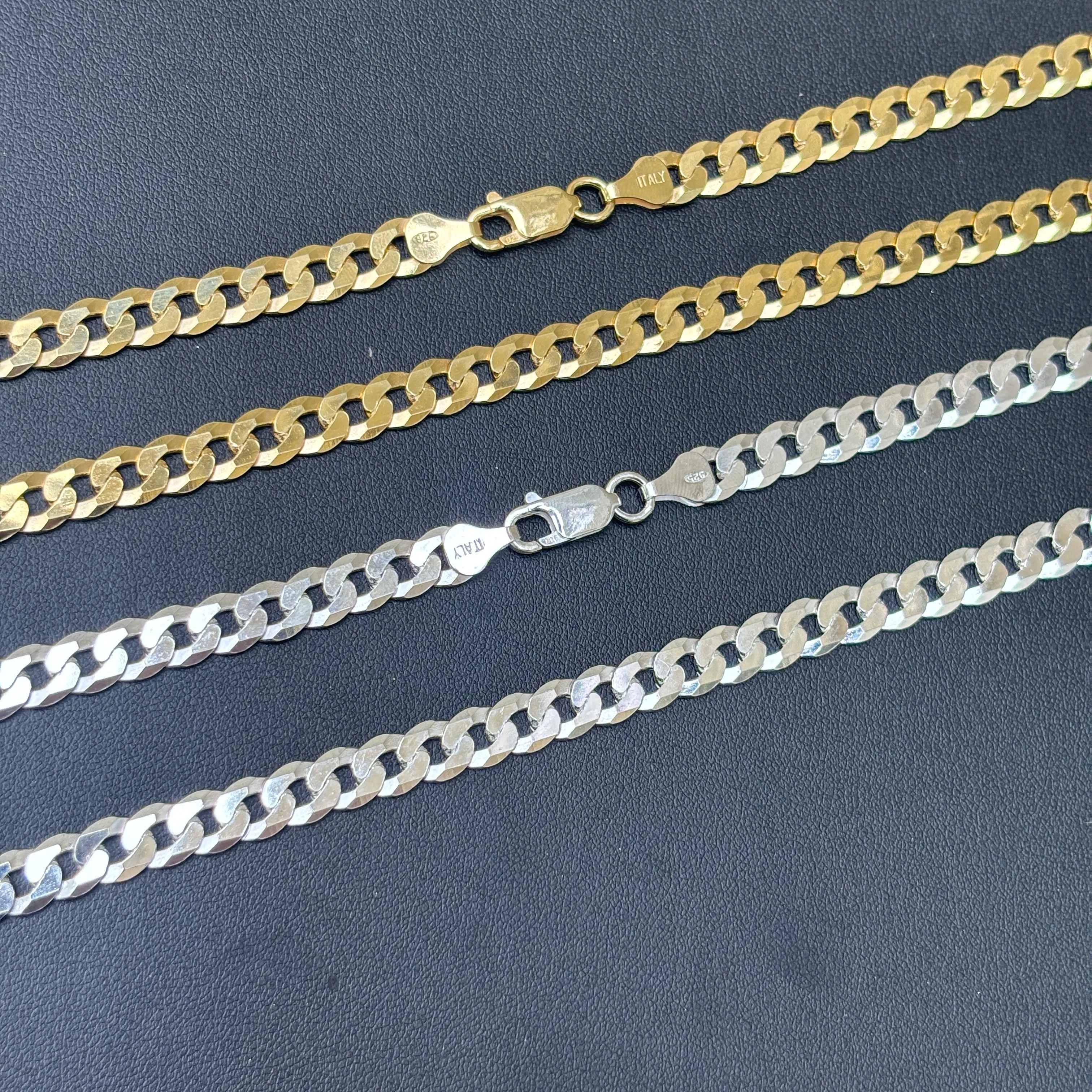 925 Sterling Silver 7mm Flat Curb Cuban Chain Necklace - Image 3