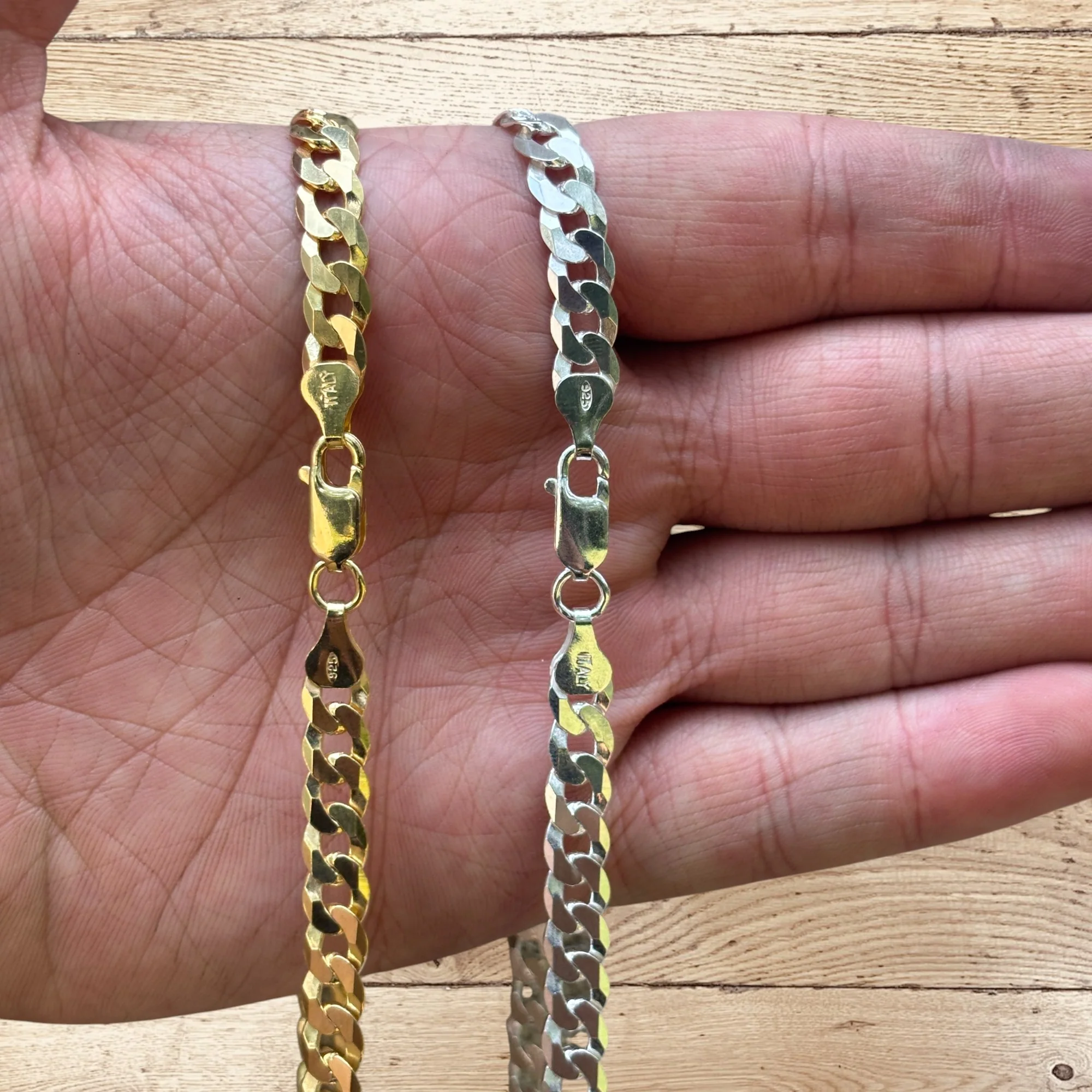 925 Sterling Silver 7mm Flat Curb Cuban Chain Necklace - Image 4