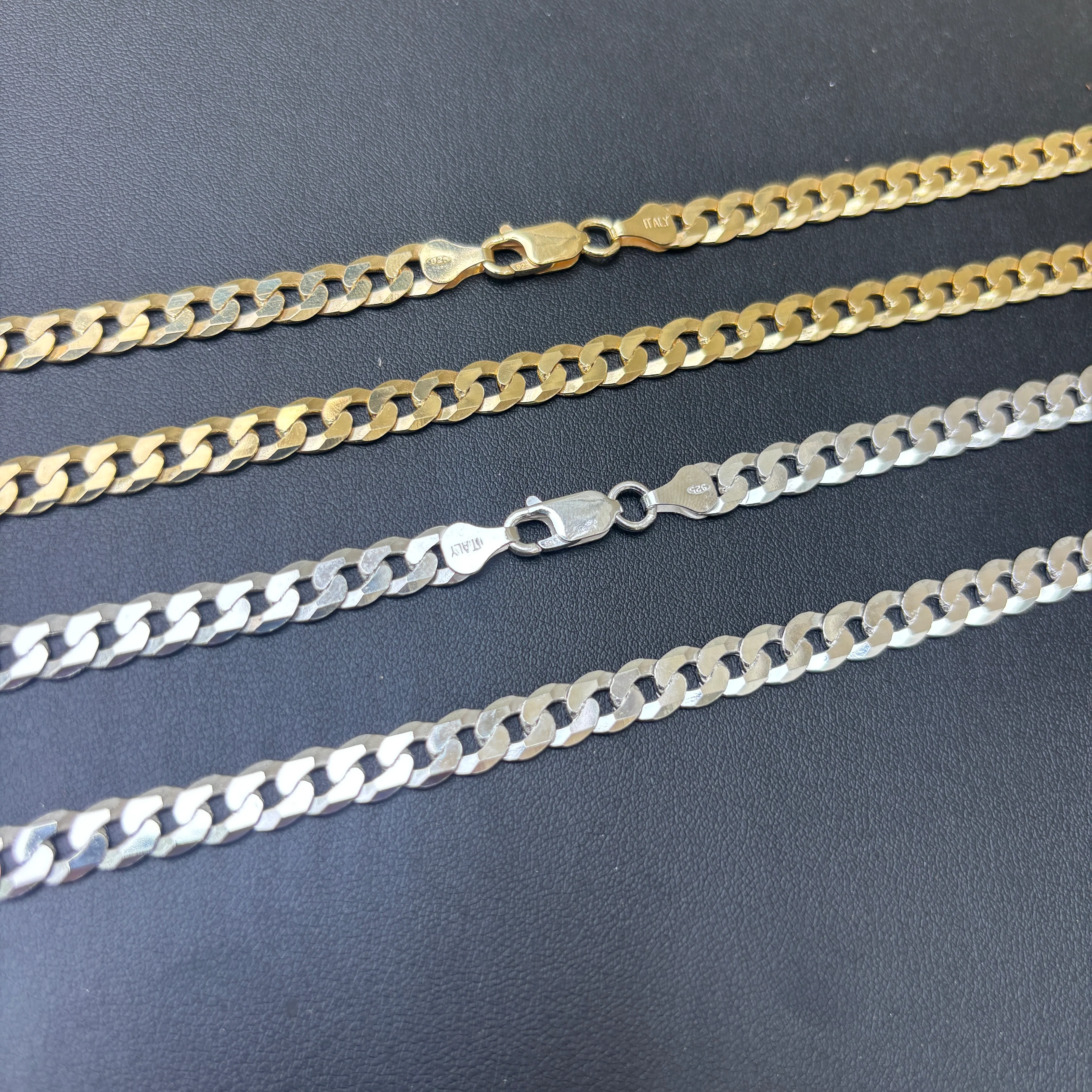 925 Sterling Silver 7mm Flat Curb Cuban Chain Necklace - Image 8