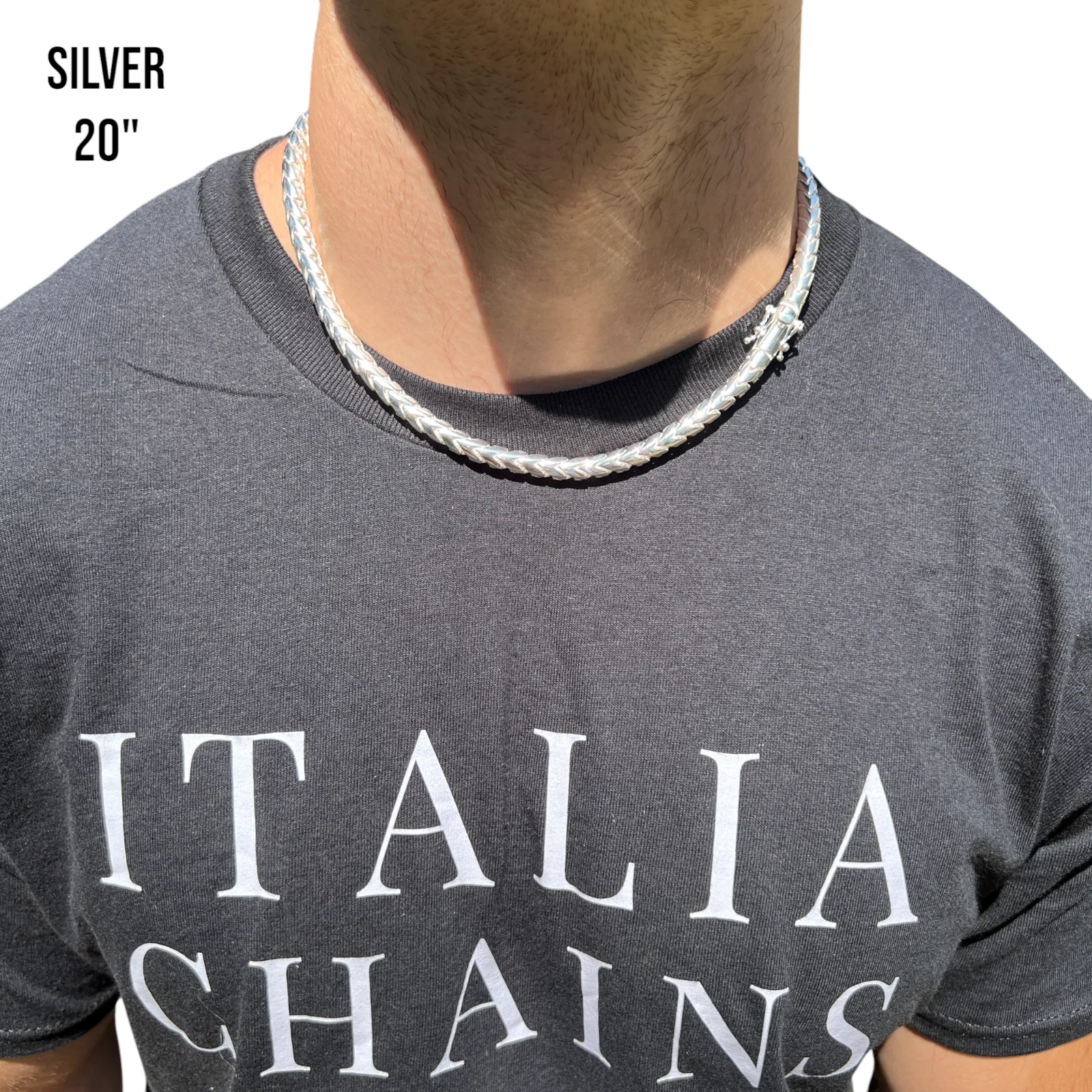 925 Sterling Silver 7mm Rounded Franco Chain W. Box Clasp Necklace - Image 10