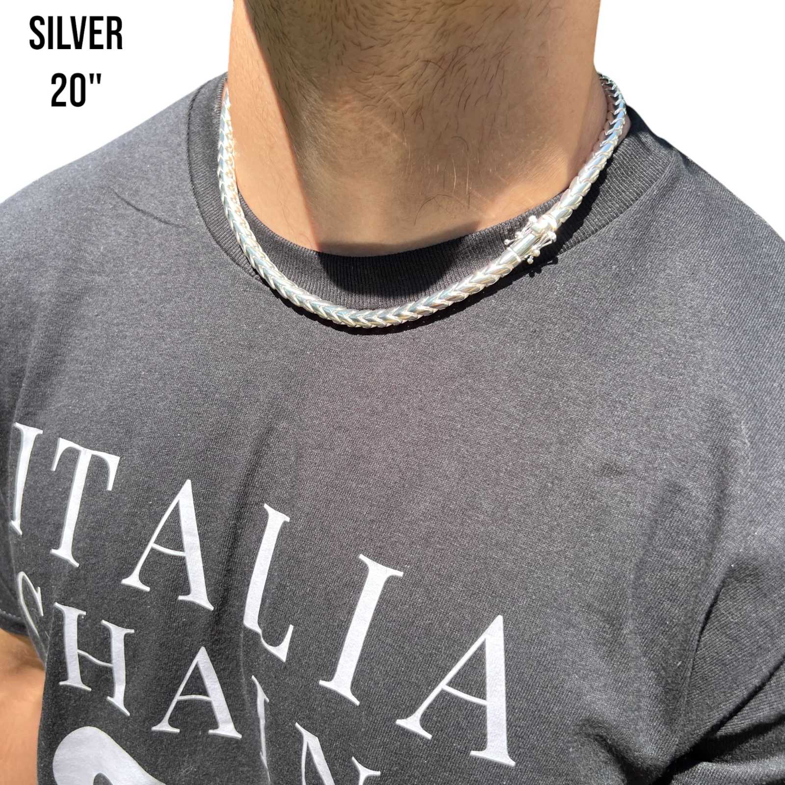 925 Sterling Silver 7mm Rounded Franco Chain W. Box Clasp Necklace - Image 11