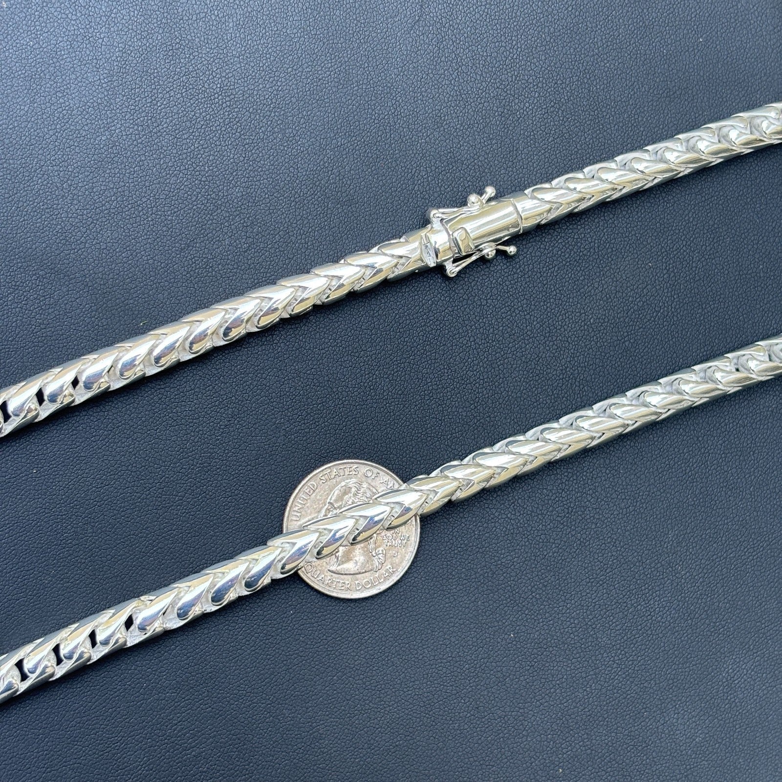 925 Sterling Silver 7mm Rounded Franco Chain W. Box Clasp Necklace - Image 9