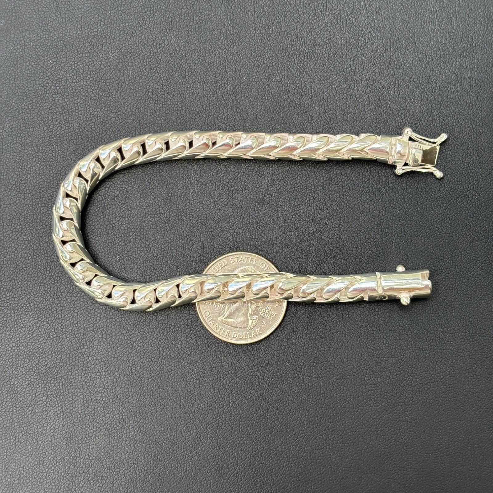 925 Sterling Silver 7mm Rounded Franco Bracelet W. Box Clasp - Image 10