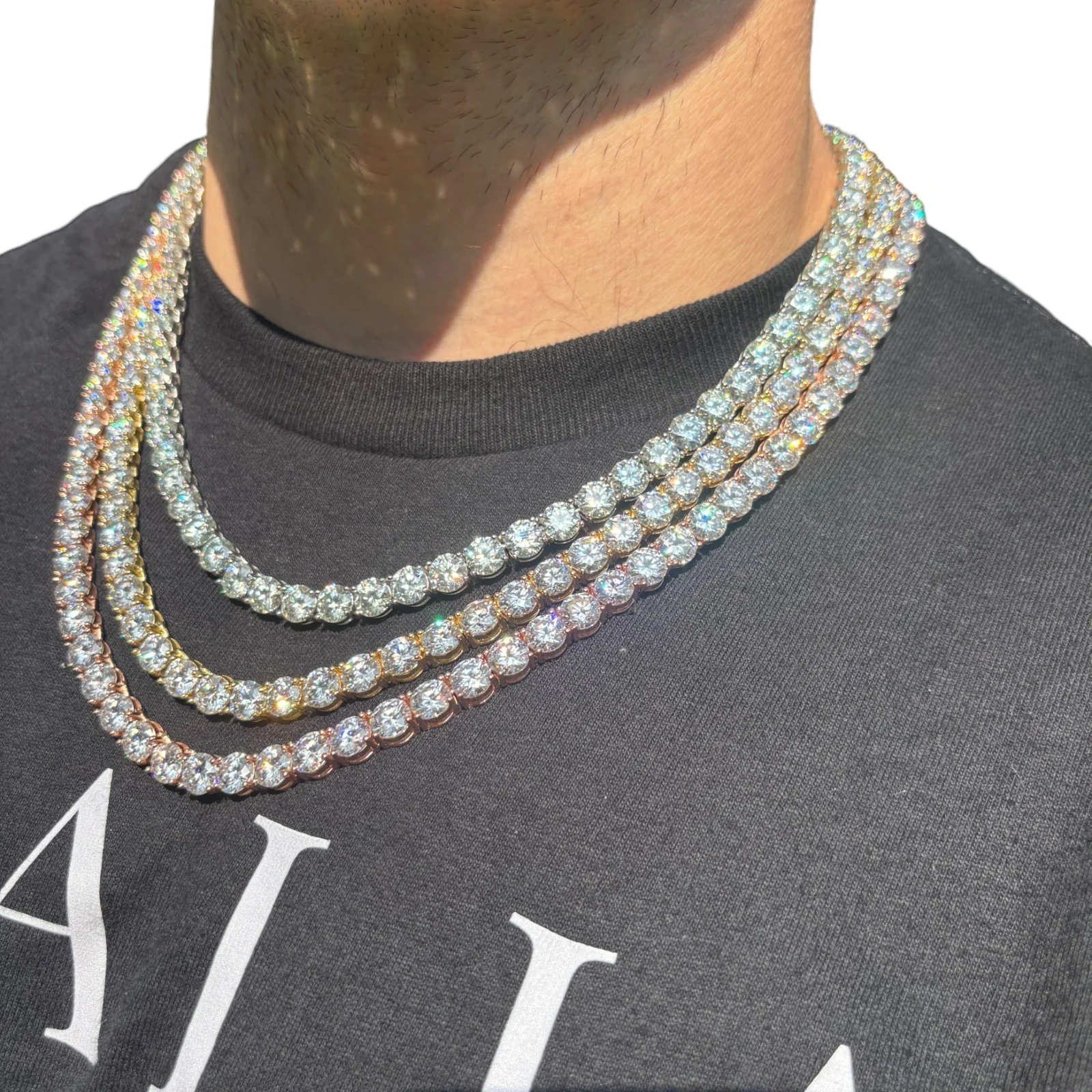 925 Sterling Silver 7mm Tennis Chain Necklace - CZ Or Moissanite - Image 14