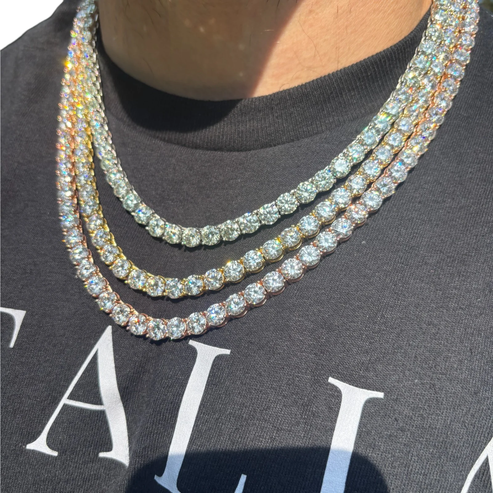 925 Sterling Silver 7mm Tennis Chain Necklace - CZ Or Moissanite - Image 15