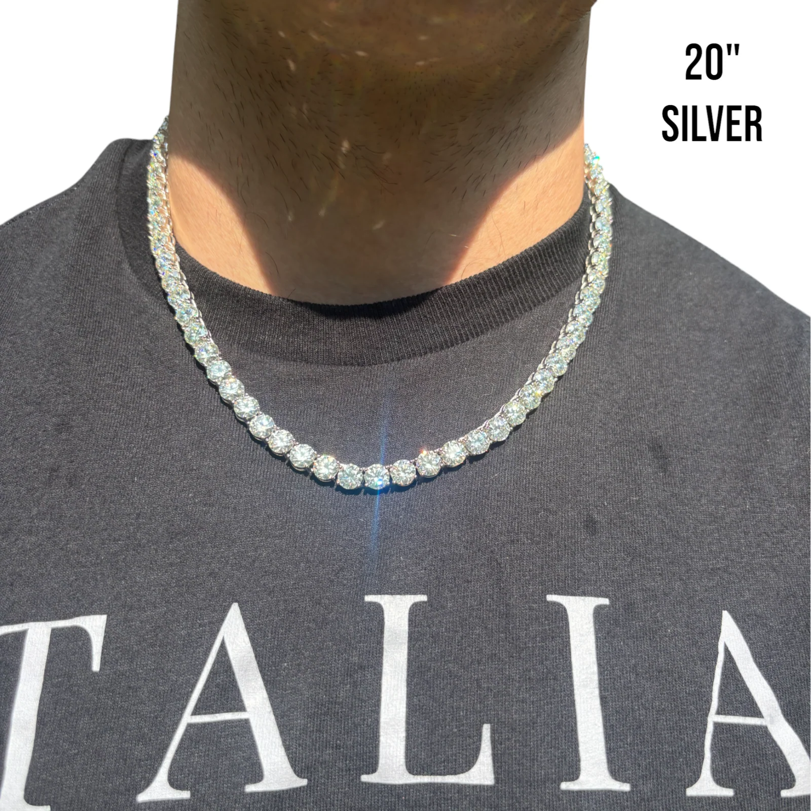 925 Sterling Silver 7mm Tennis Chain Necklace - CZ Or Moissanite - Image 17