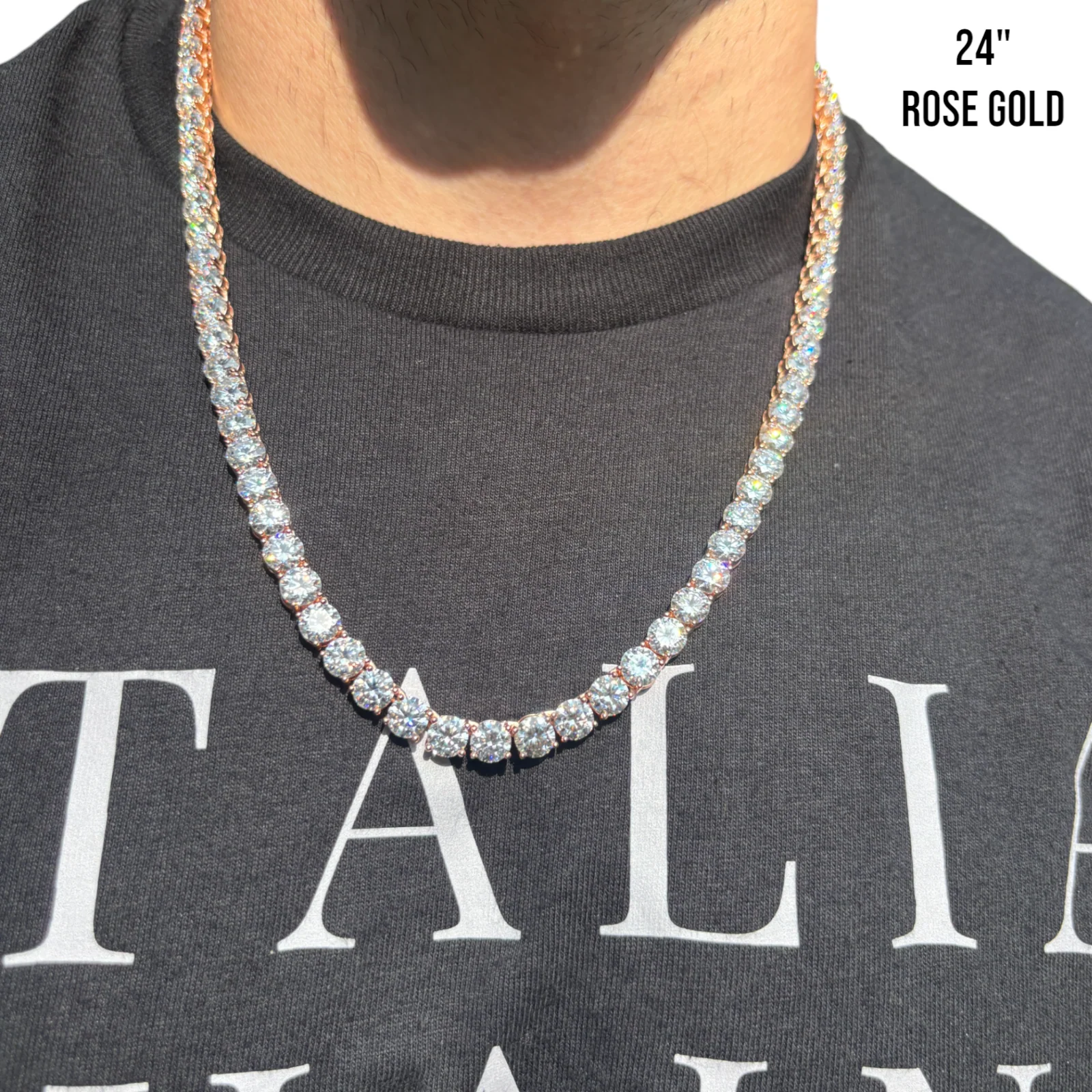 925 Sterling Silver 7mm Tennis Chain Necklace - CZ Or Moissanite - Image 21