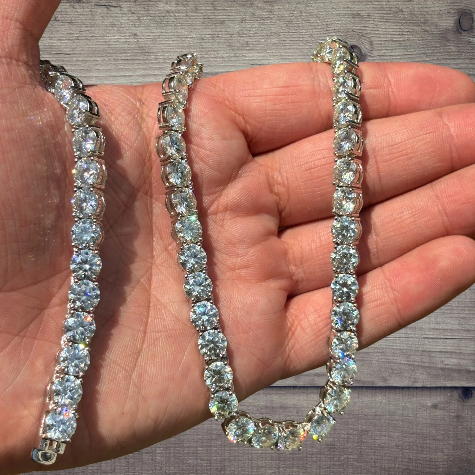 925 Sterling Silver 7mm Tennis Chain Necklace - CZ Or Moissanite - Image 6