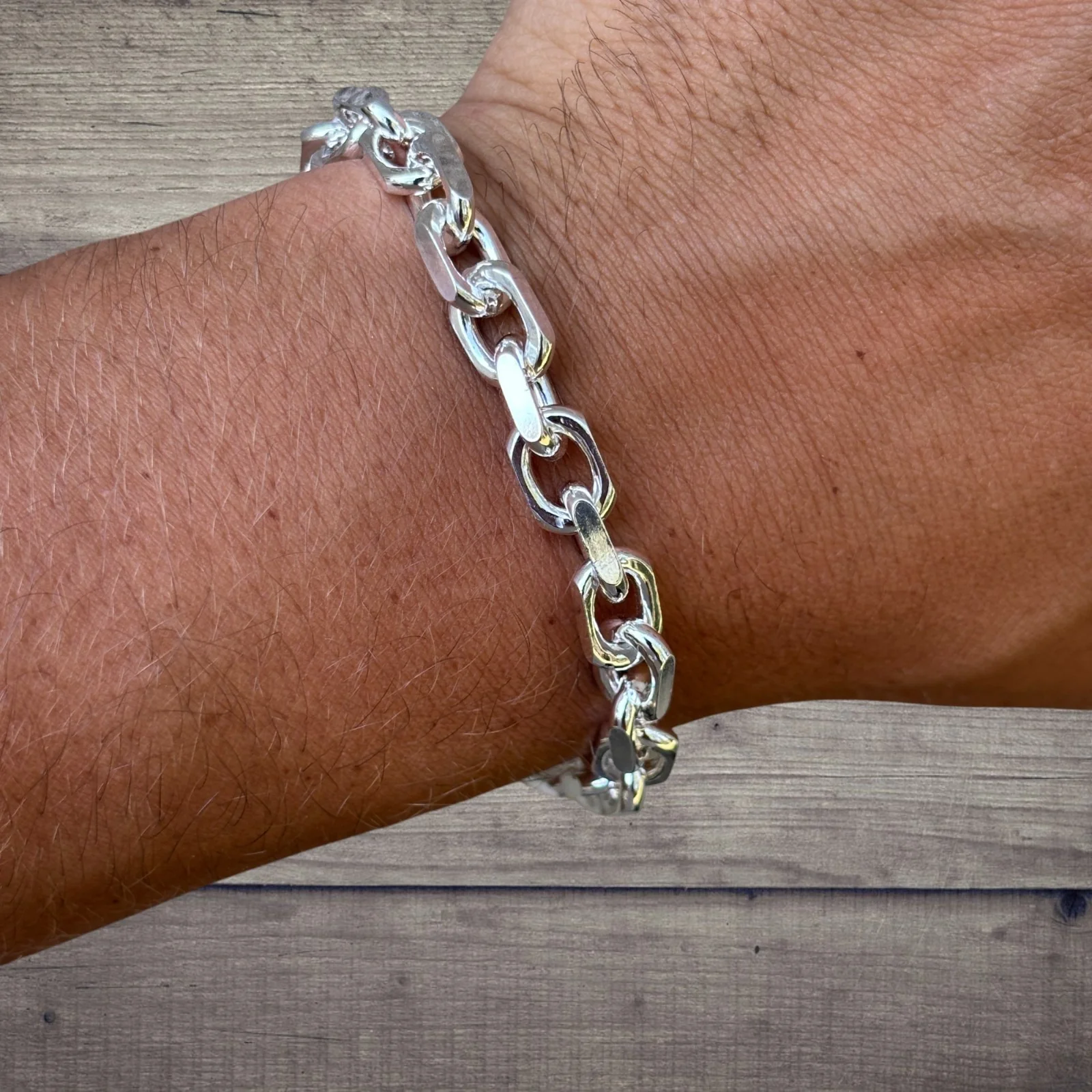 925 Sterling Silver 8mm Anchor Cable Bracelet - Image 12