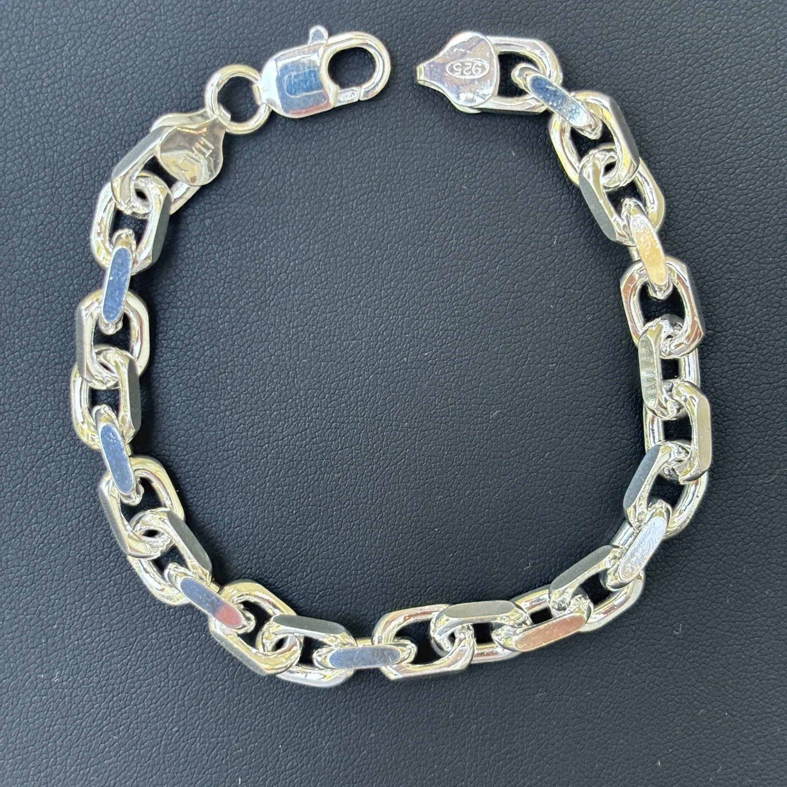 925 Sterling Silver 8mm Anchor Cable Bracelet - Image 14