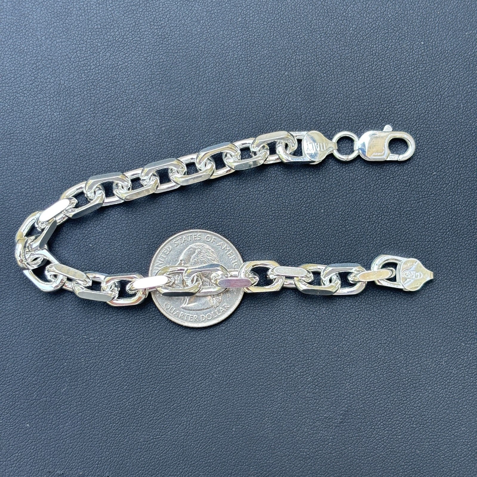 925 Sterling Silver 8mm Anchor Cable Bracelet - Image 15