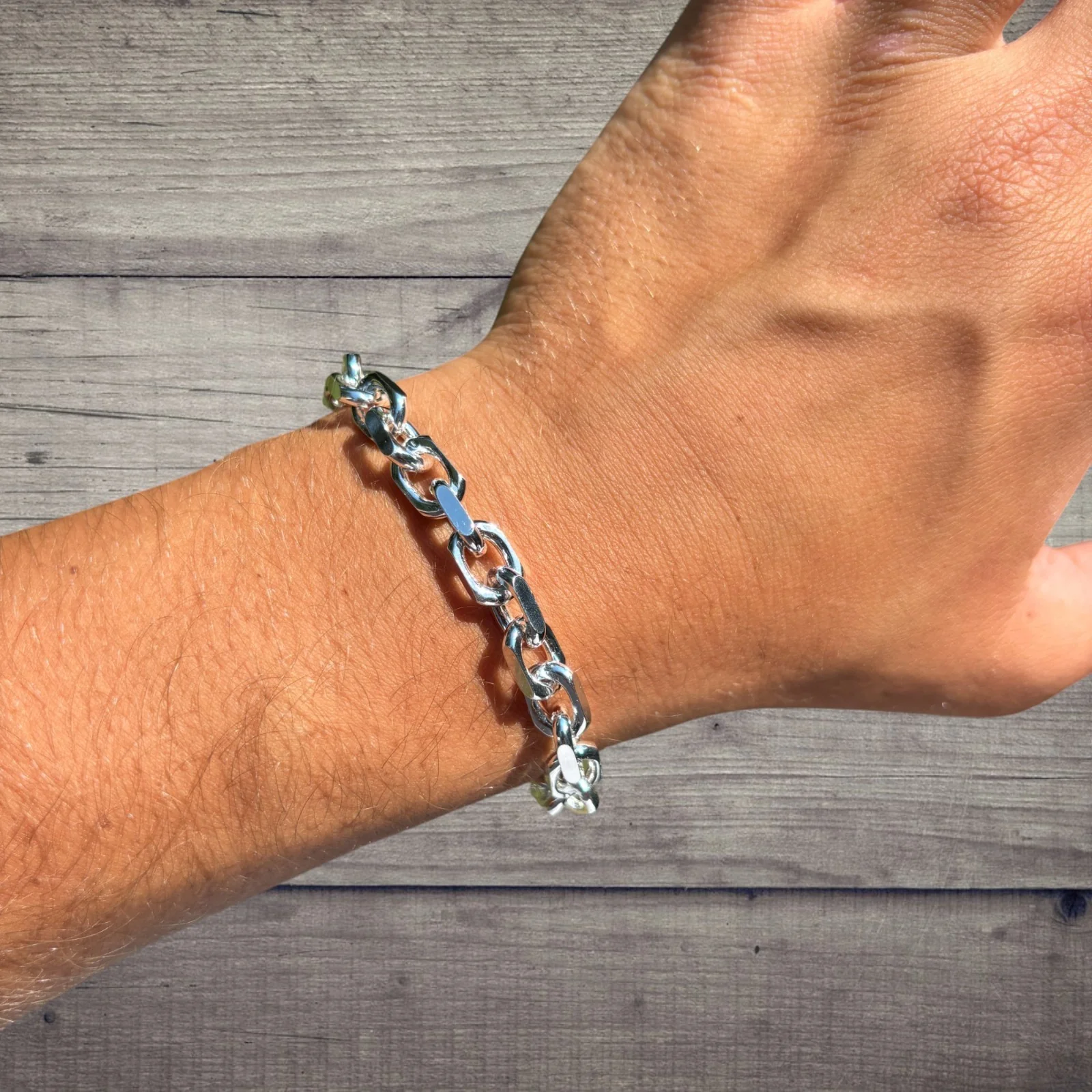 925 Sterling Silver 8mm Anchor Cable Bracelet - Image 9