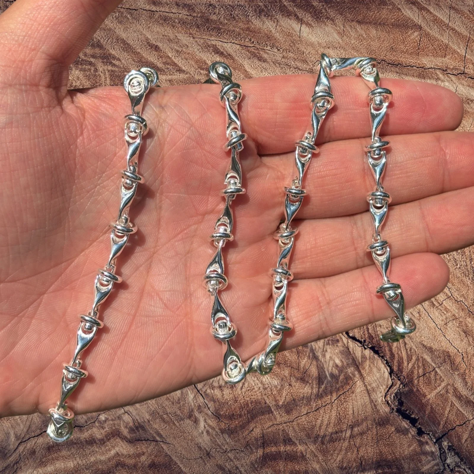 925 Sterling Silver 8mm Barbed Wire Chain Necklace - Image 4