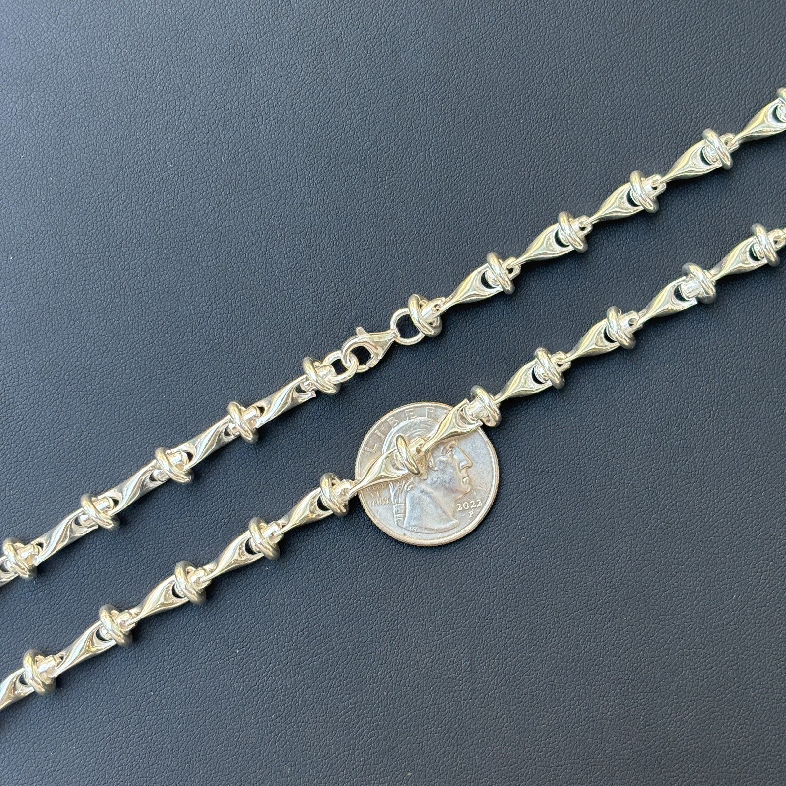 925 Sterling Silver 8mm Barbed Wire Chain Necklace - Image 9
