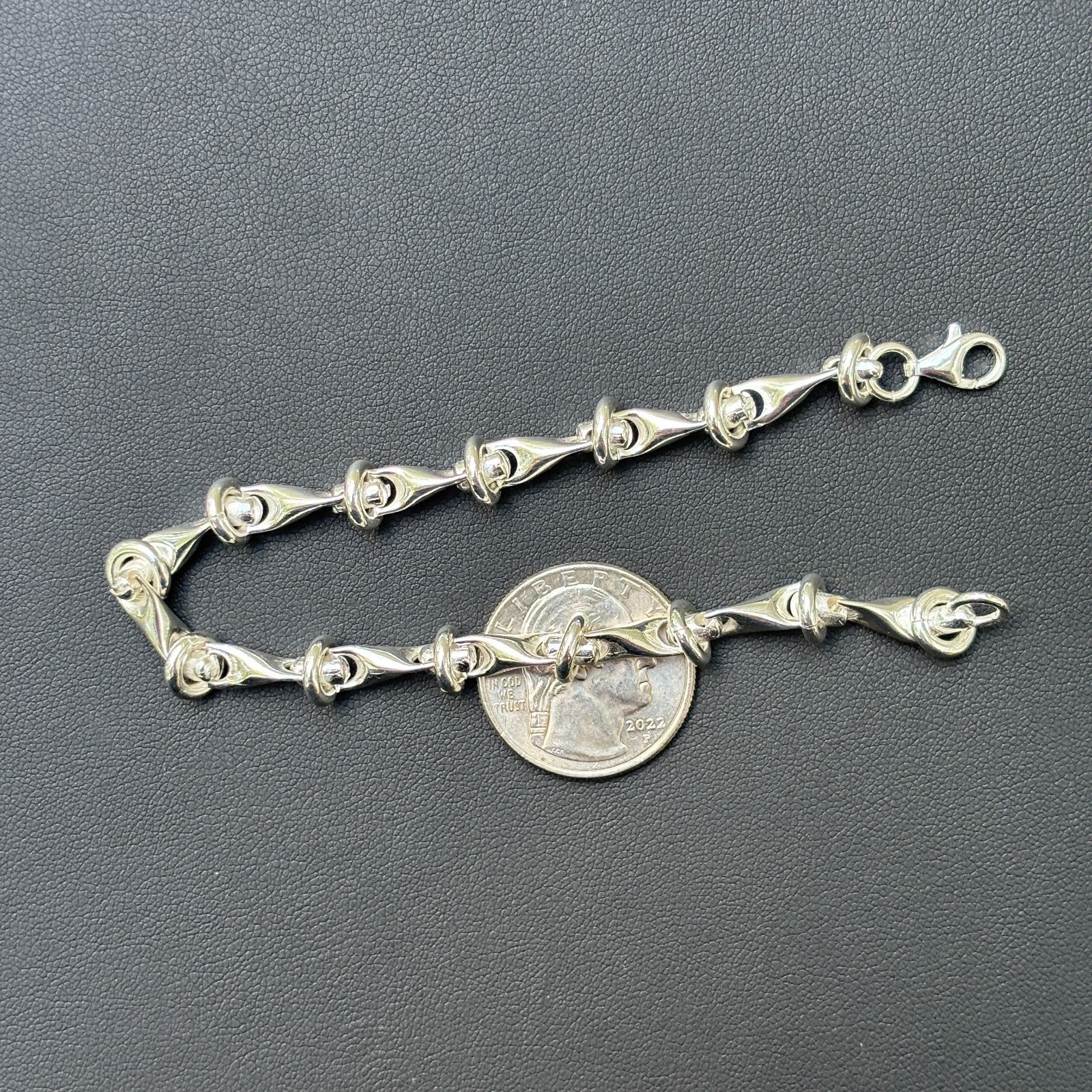 925 Sterling Silver 8mm Barbed Wire Jailhouse Link Bracelet - Image 10