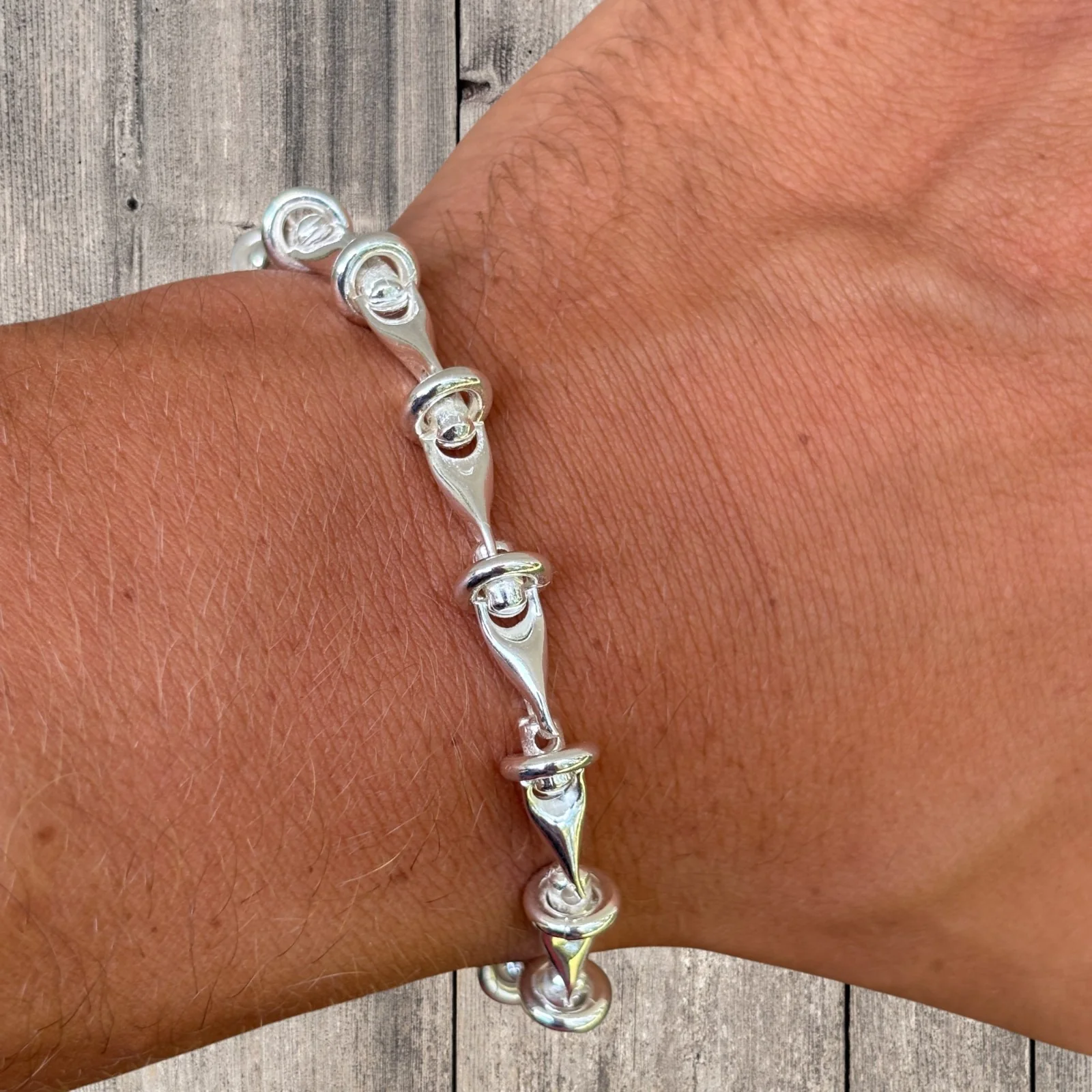 925 Sterling Silver 8mm Barbed Wire Jailhouse Link Bracelet - Image 11