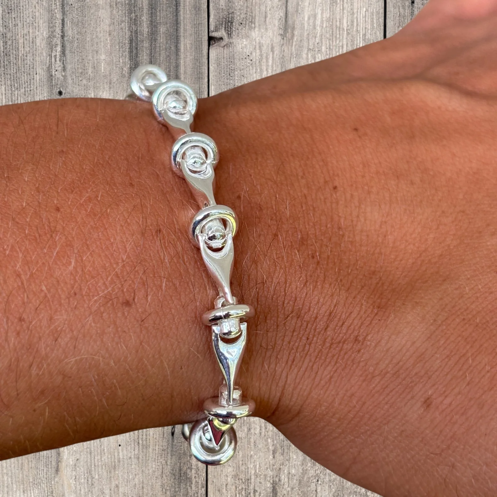 925 Sterling Silver 8mm Barbed Wire Jailhouse Link Bracelet - Image 12