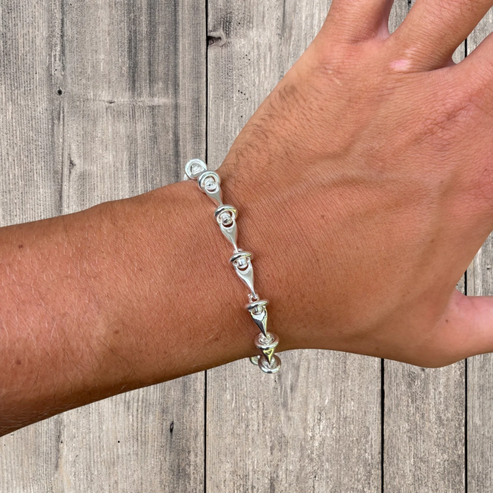 925 Sterling Silver 8mm Barbed Wire Jailhouse Link Bracelet - Image 13