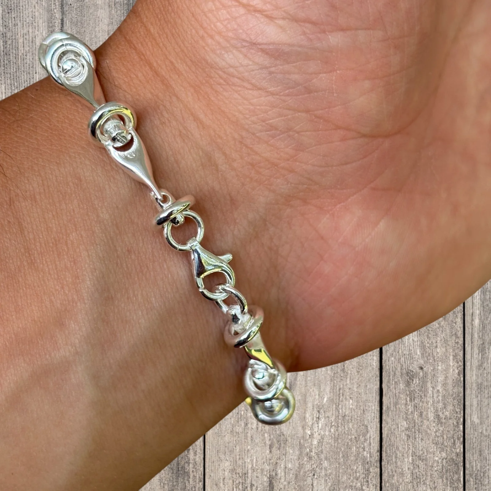 925 Sterling Silver 8mm Barbed Wire Jailhouse Link Bracelet - Image 14