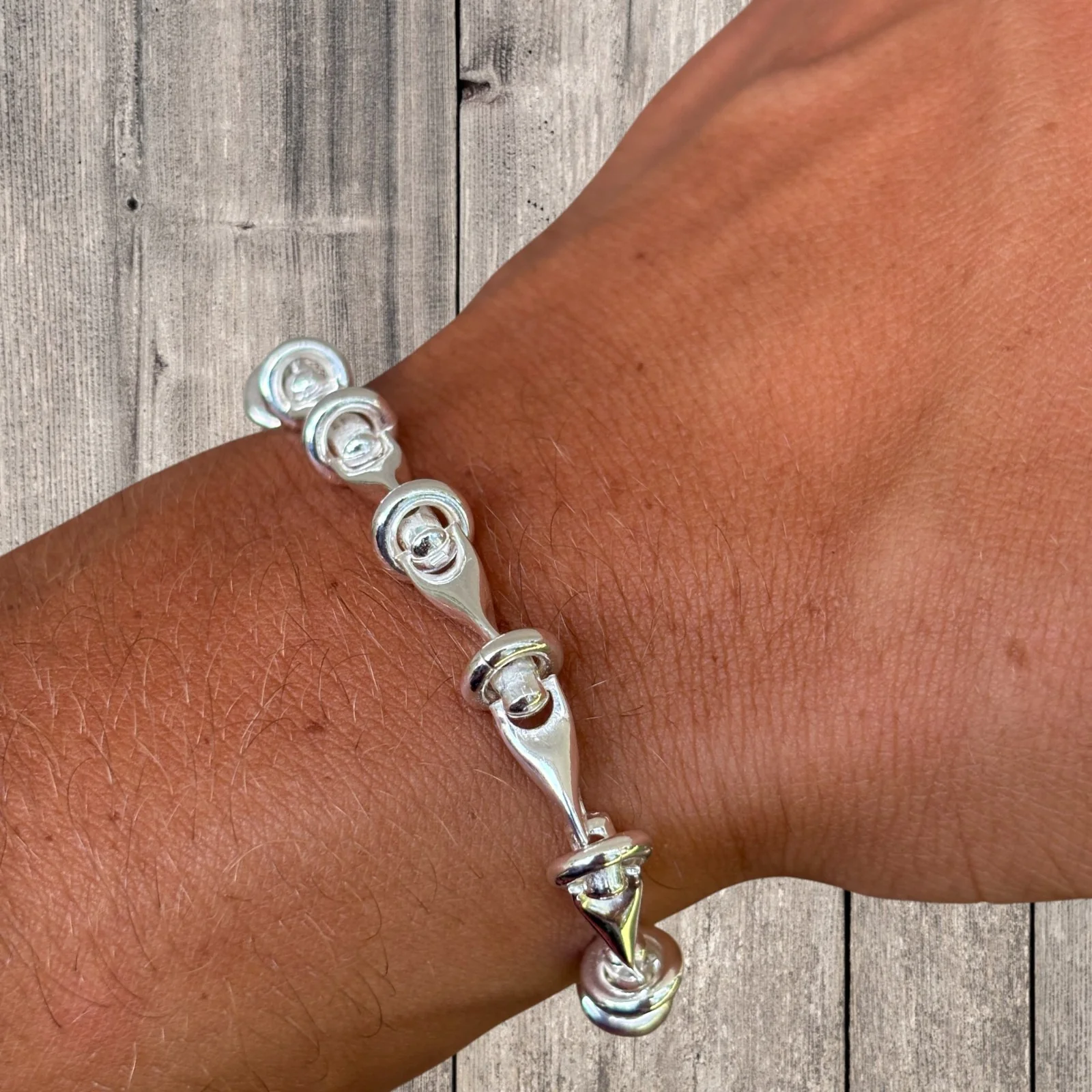925 Sterling Silver 8mm Barbed Wire Jailhouse Link Bracelet - Image 15