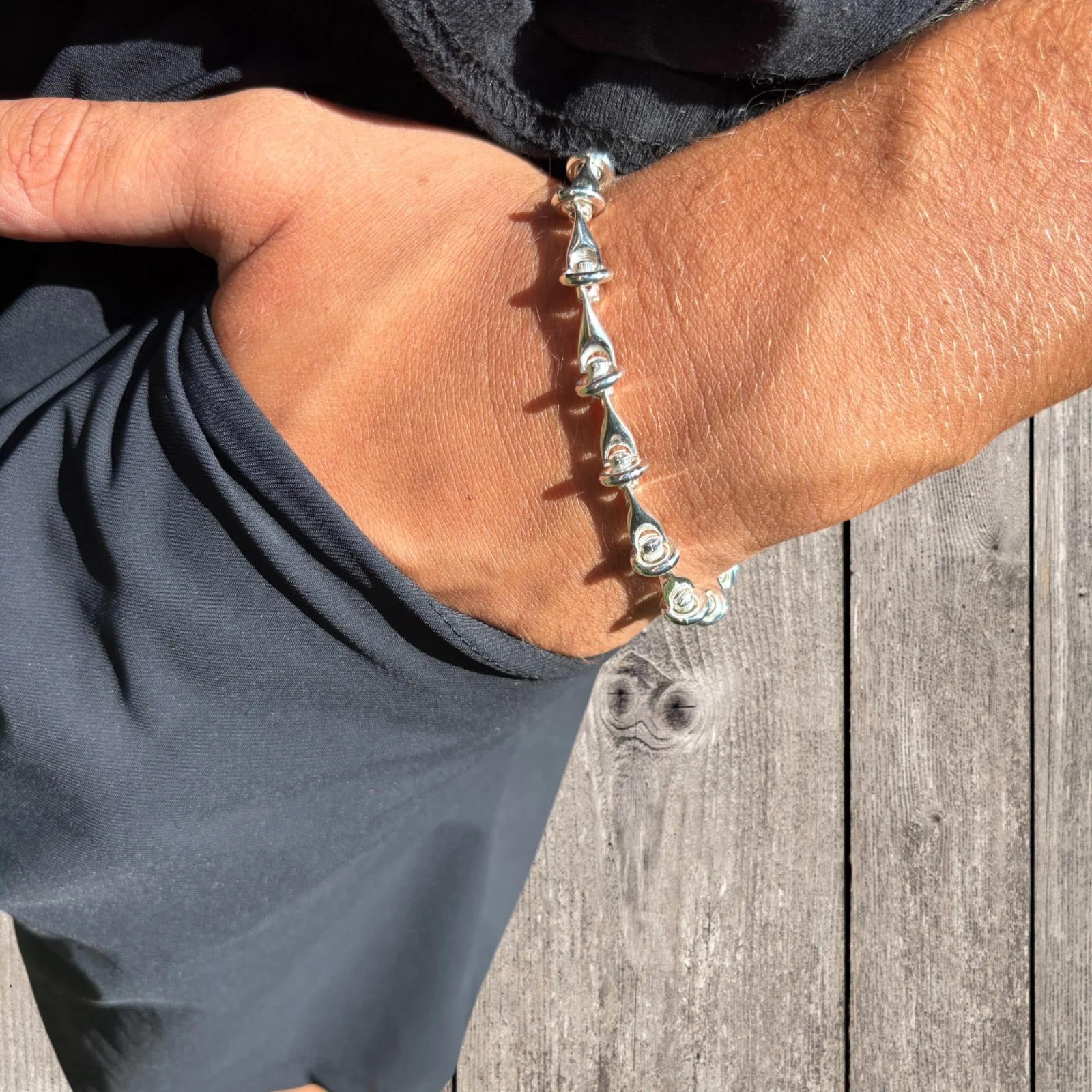 925 Sterling Silver 8mm Barbed Wire Jailhouse Link Bracelet - Image 16