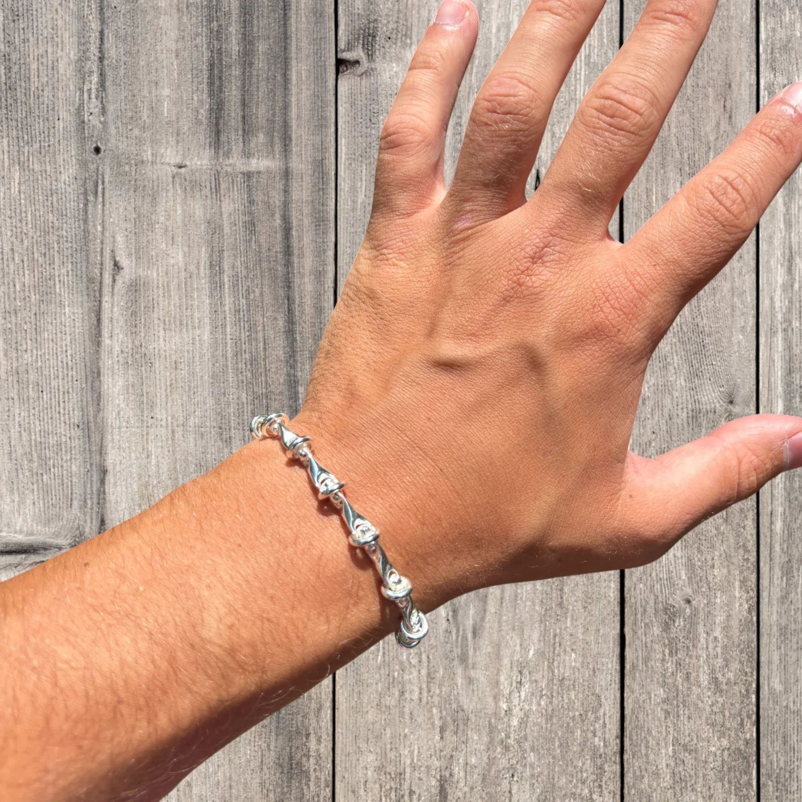 925 Sterling Silver 8mm Barbed Wire Jailhouse Link Bracelet - Image 5
