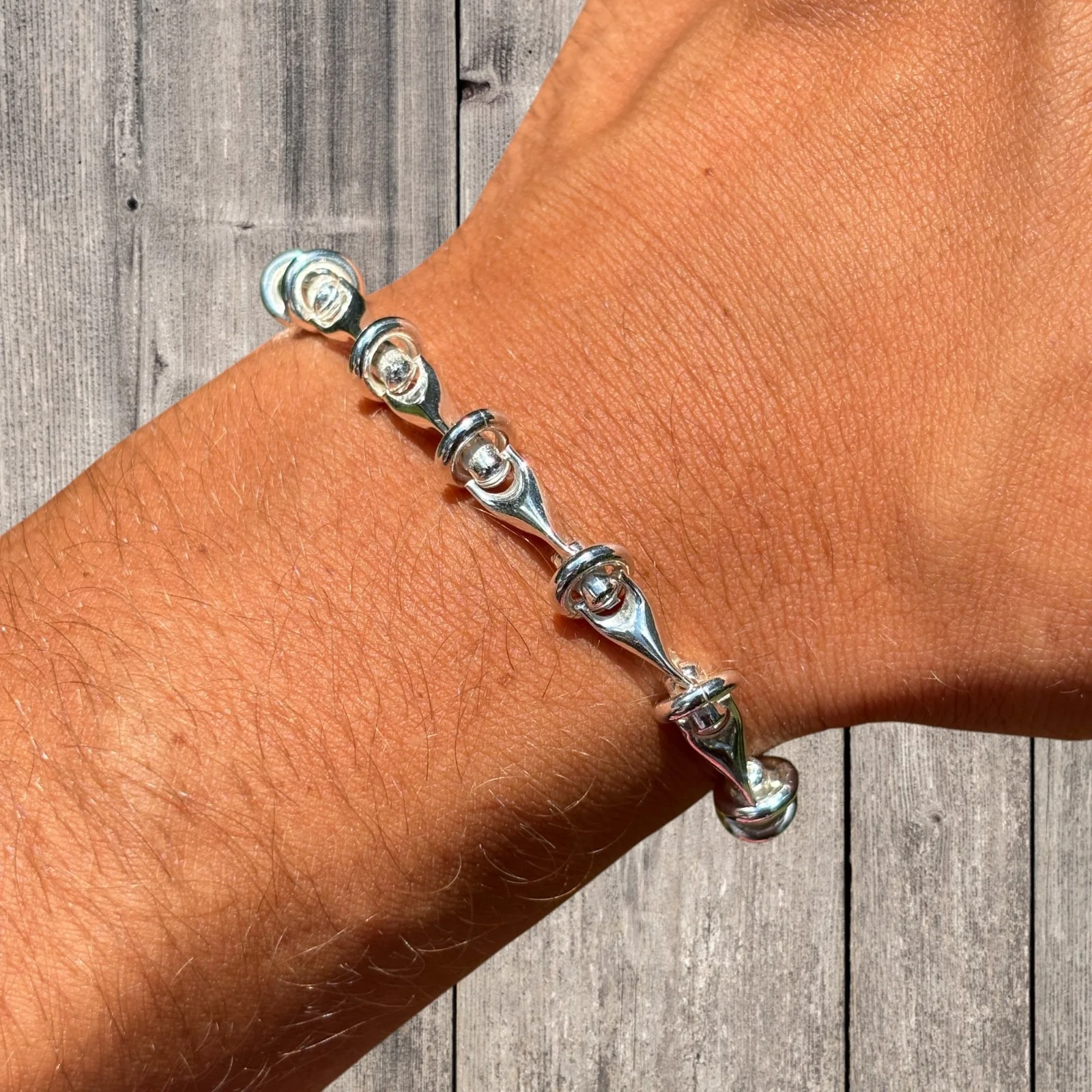 925 Sterling Silver 8mm Barbed Wire Jailhouse Link Bracelet - Image 8