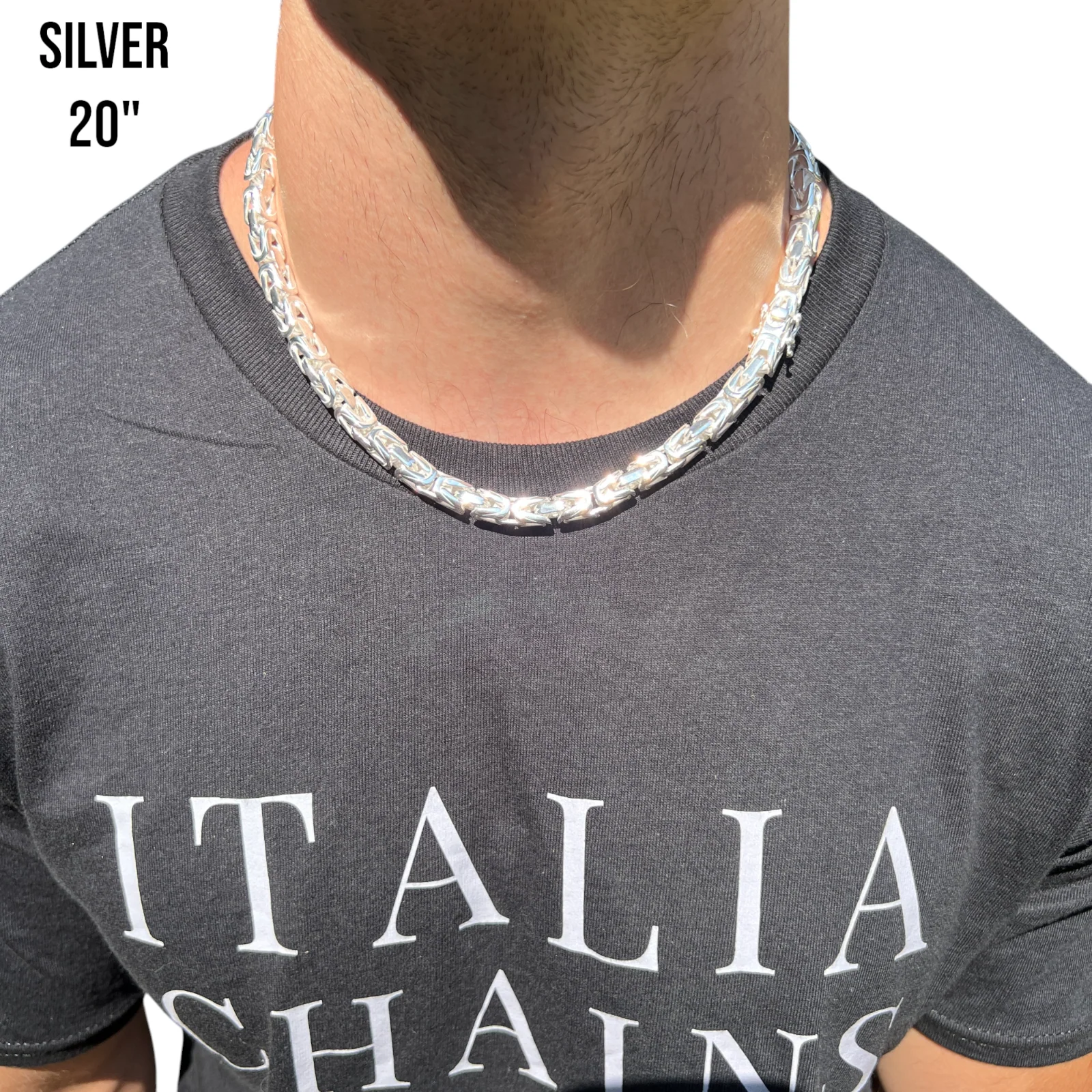 925 Sterling Silver 8mm Byzantine W. Box Clasp Chain Necklace - Image 11