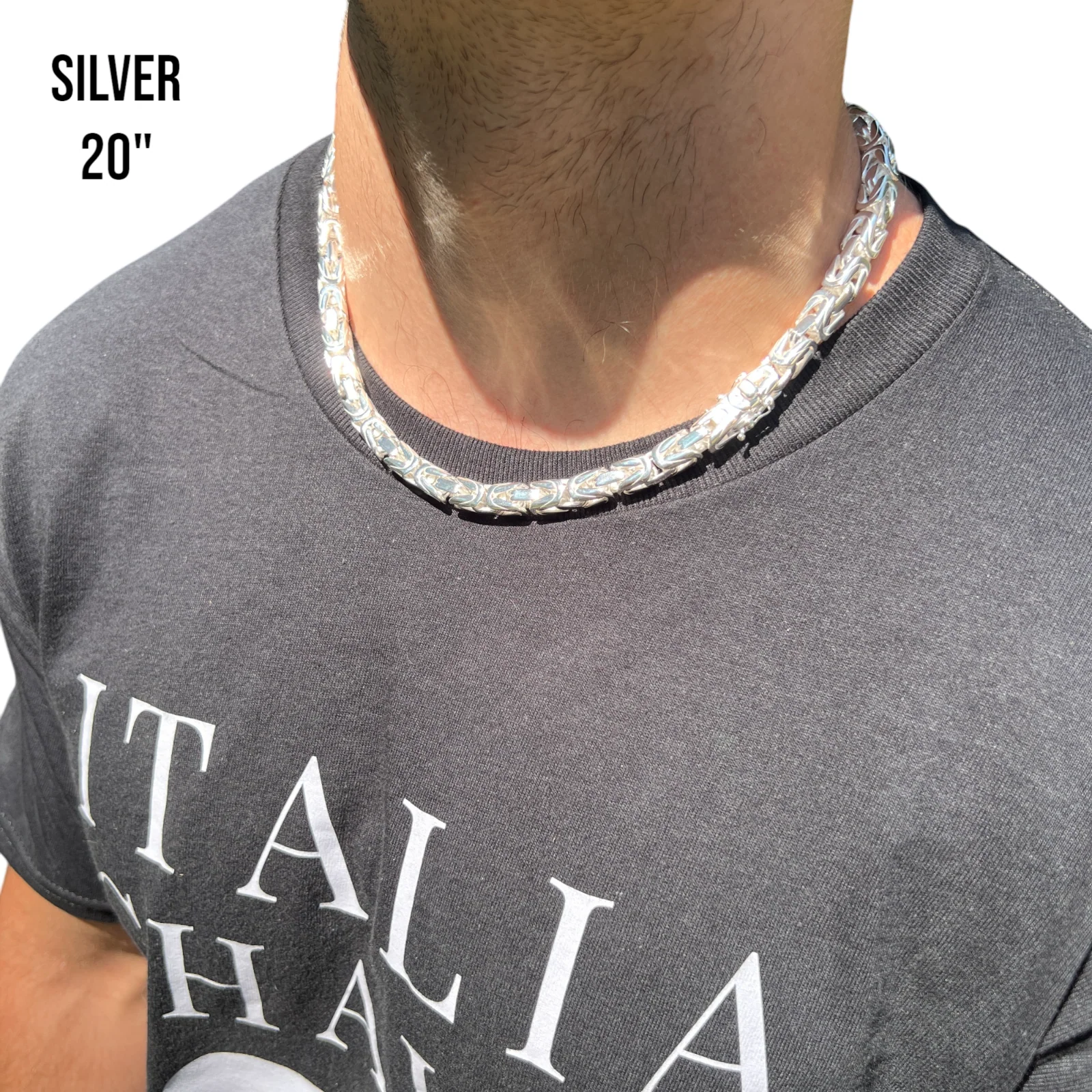 925 Sterling Silver 8mm Byzantine W. Box Clasp Chain Necklace - Image 12