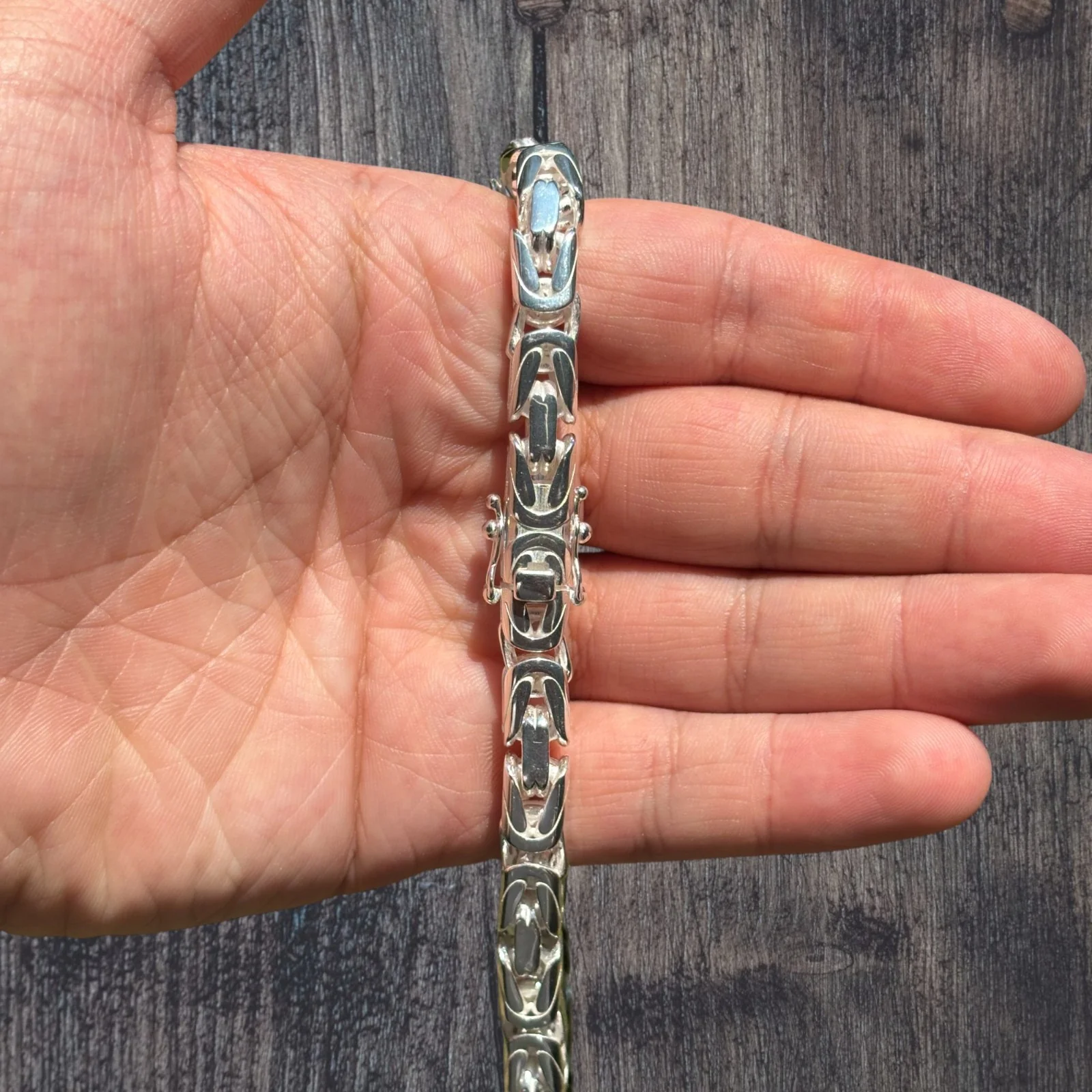 925 Sterling Silver 8mm Byzantine W. Box Clasp Chain Necklace - Image 5