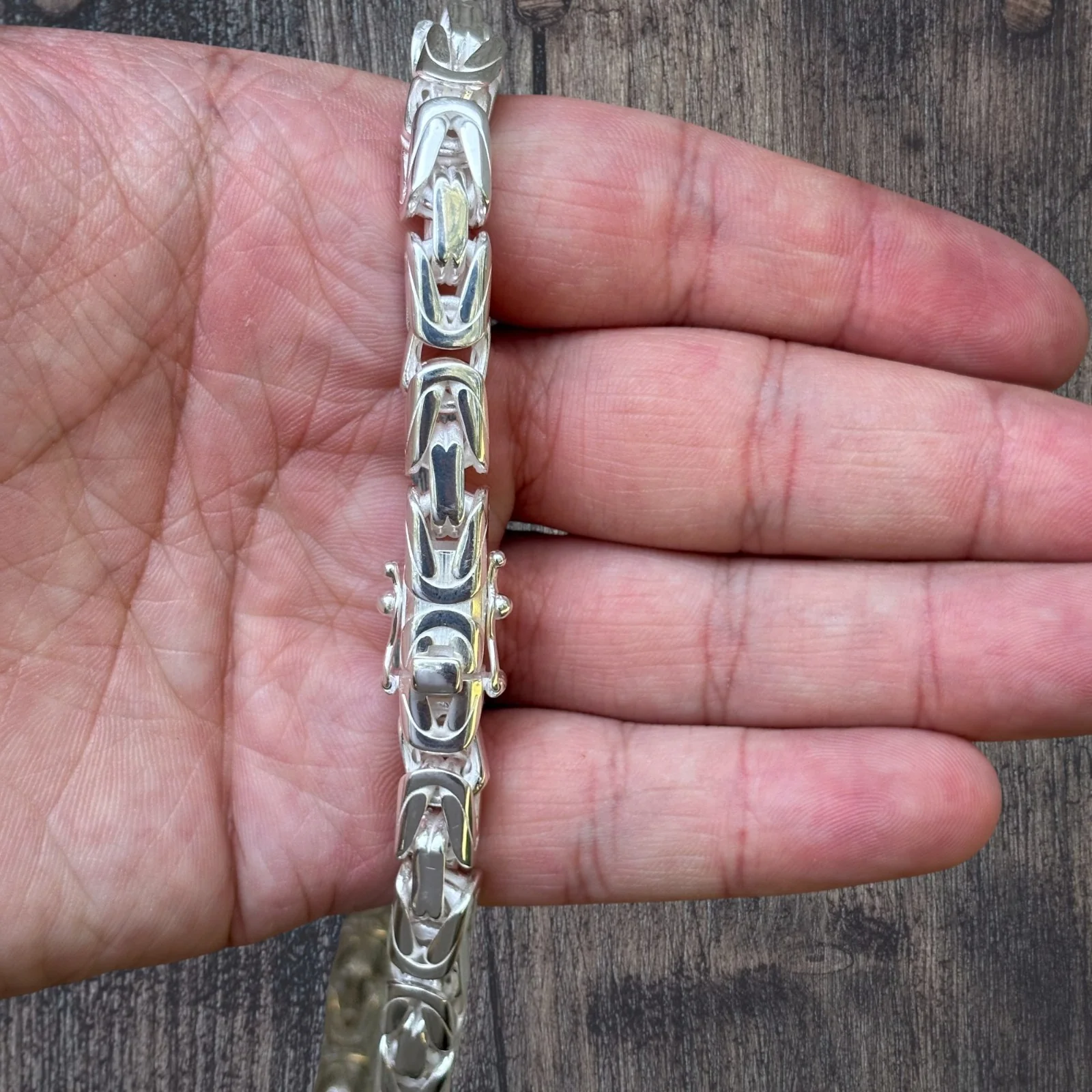 925 Sterling Silver 8mm Byzantine W. Box Clasp Chain Necklace - Image 6