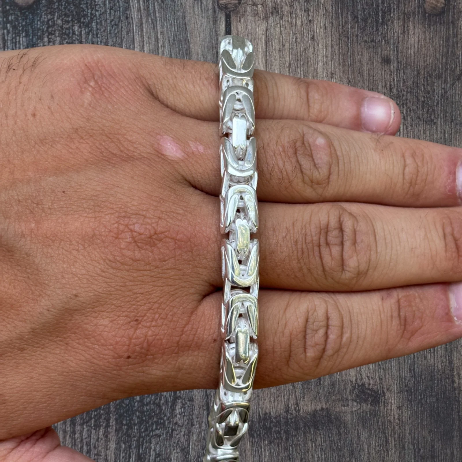 925 Sterling Silver 8mm Byzantine W. Box Clasp Chain Necklace - Image 7