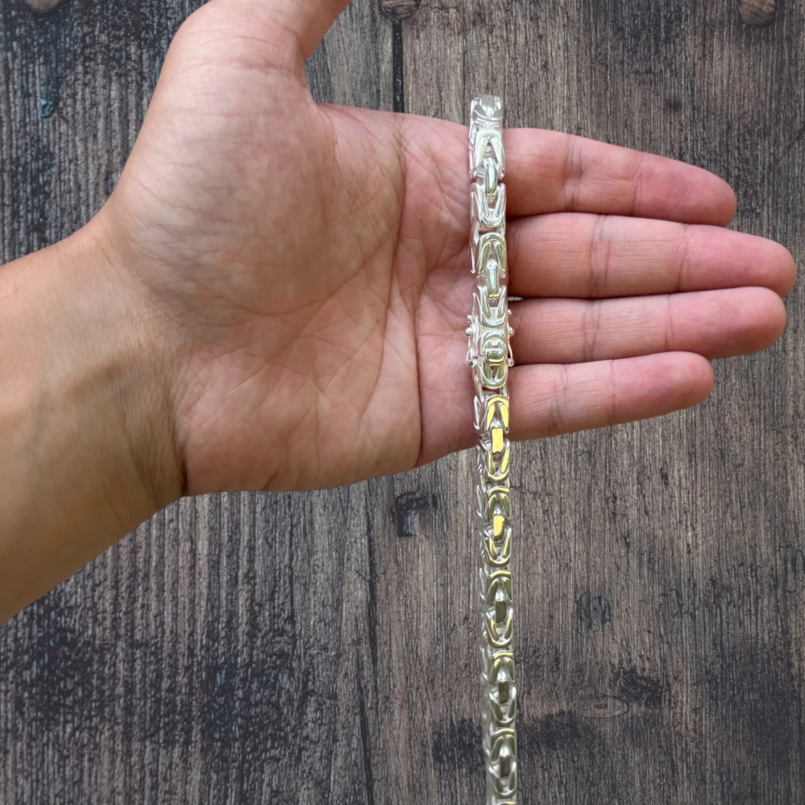 925 Sterling Silver 8mm Byzantine W. Box Clasp Chain Necklace - Image 8