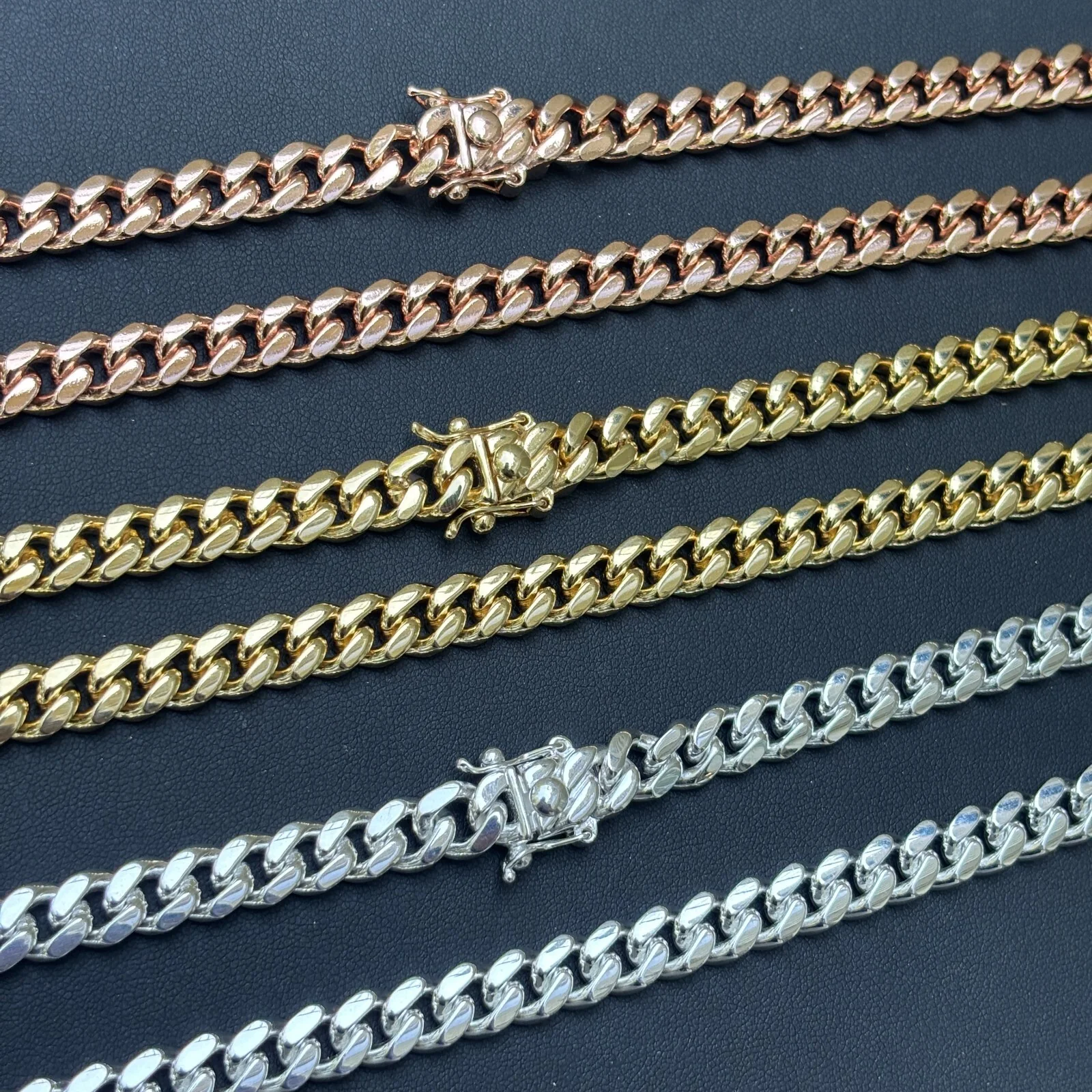 925 Sterling Silver 8mm Miami Cuban W. Box Clasp Chain Necklace - Image 11