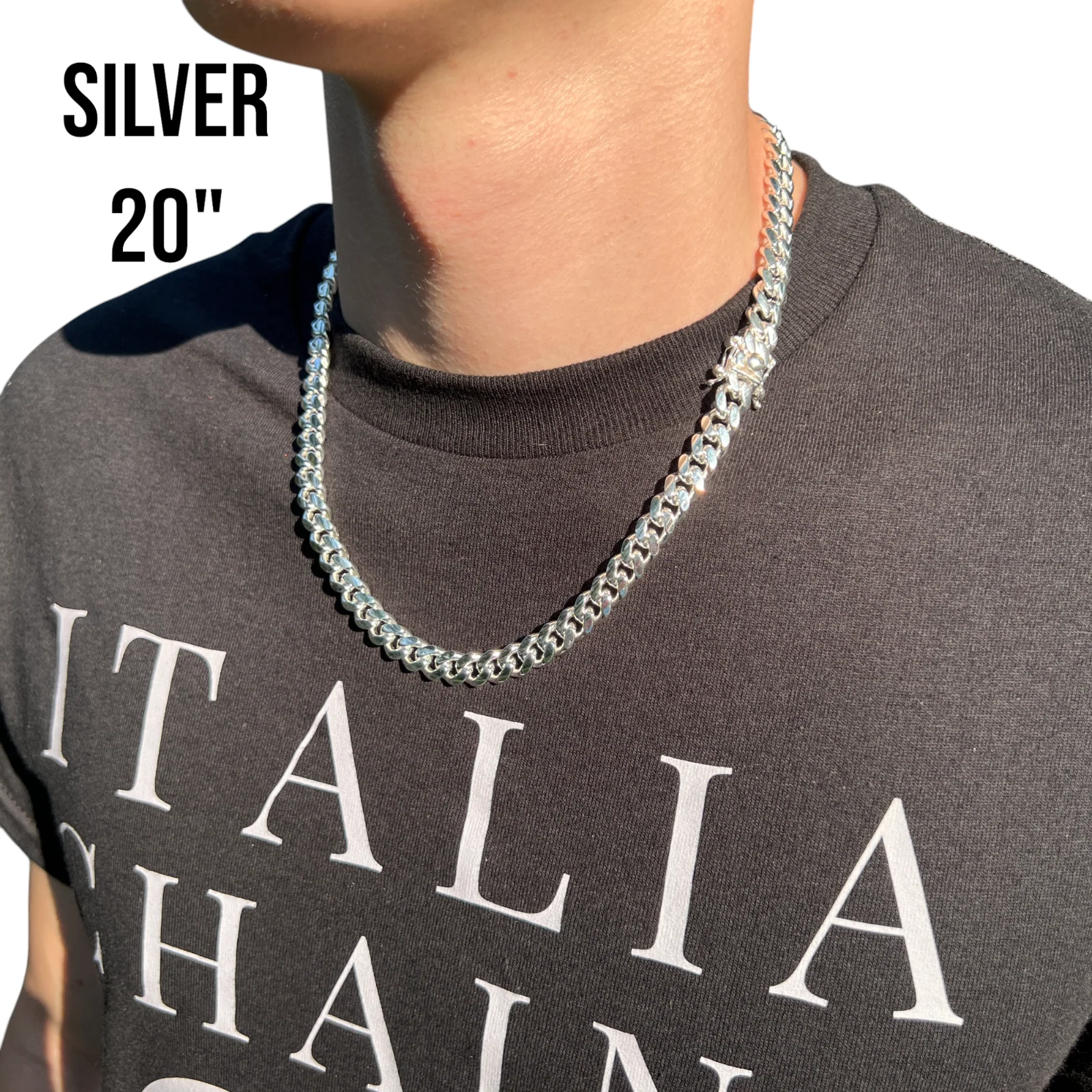 925 Sterling Silver 8mm Miami Cuban W. Box Clasp Chain Necklace - Image 14
