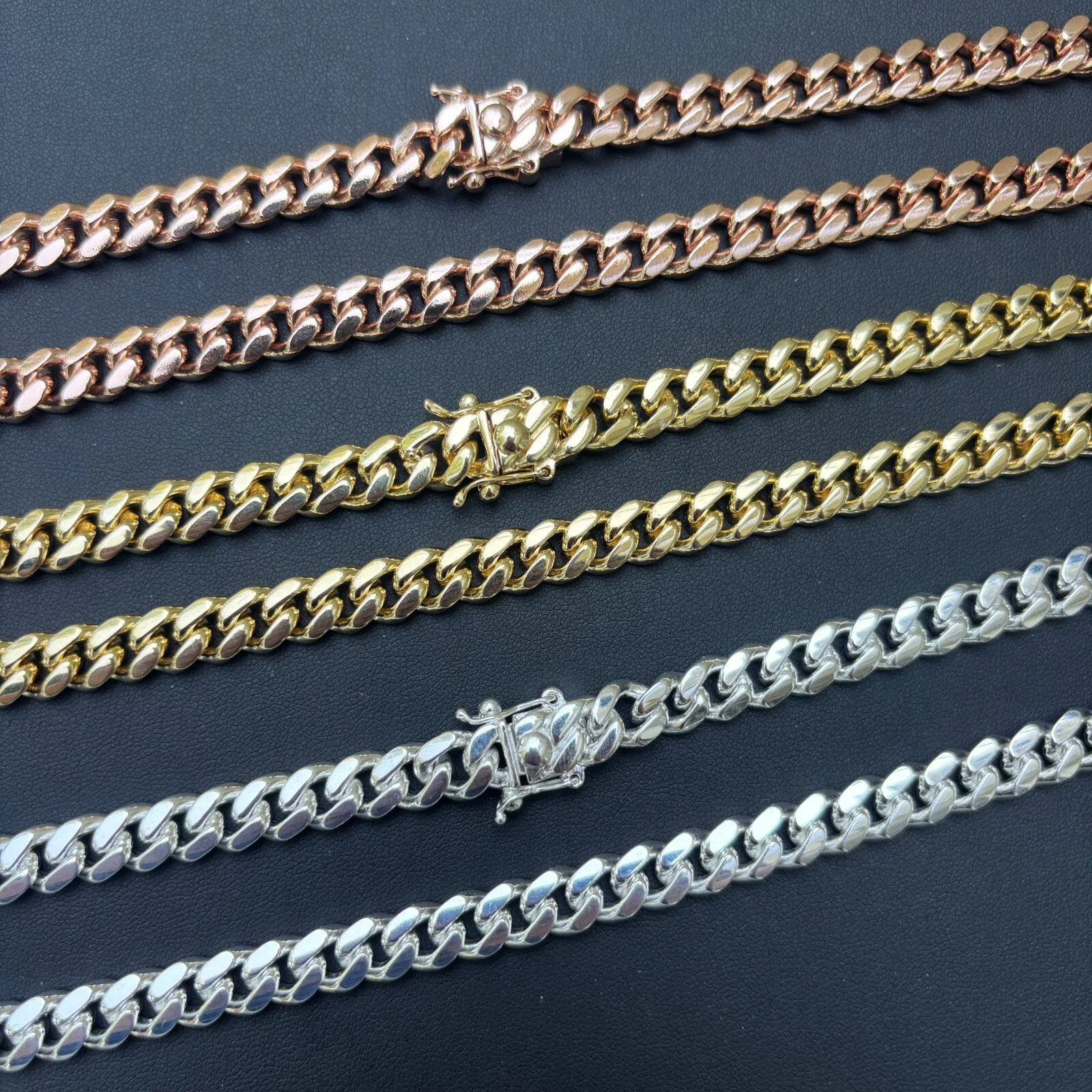 925 Sterling Silver 8mm Miami Cuban W. Box Clasp Chain Necklace - Image 4