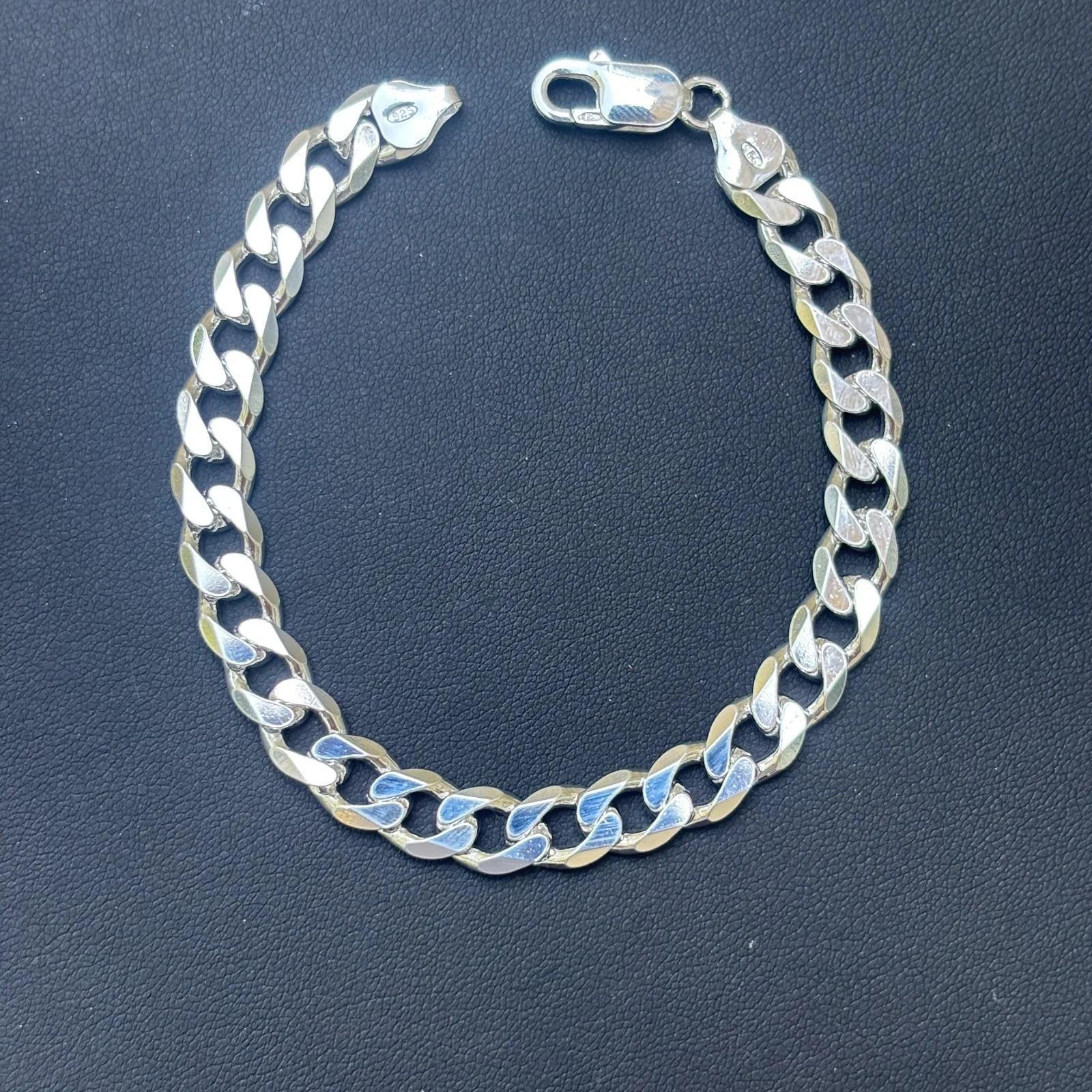 925 Sterling Silver 8mm Curb Bracelet - Image 14