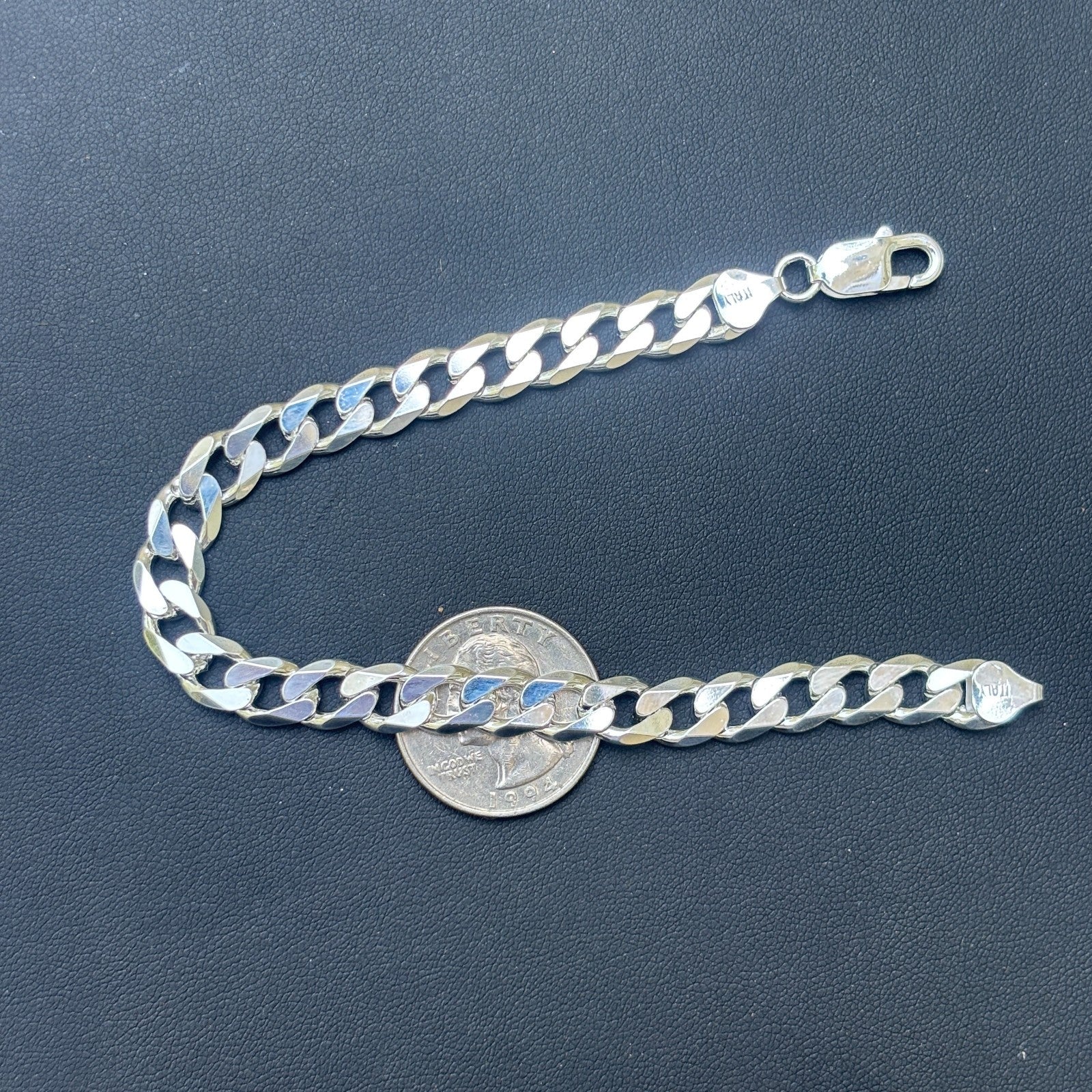 925 Sterling Silver 8mm Curb Bracelet - Image 15