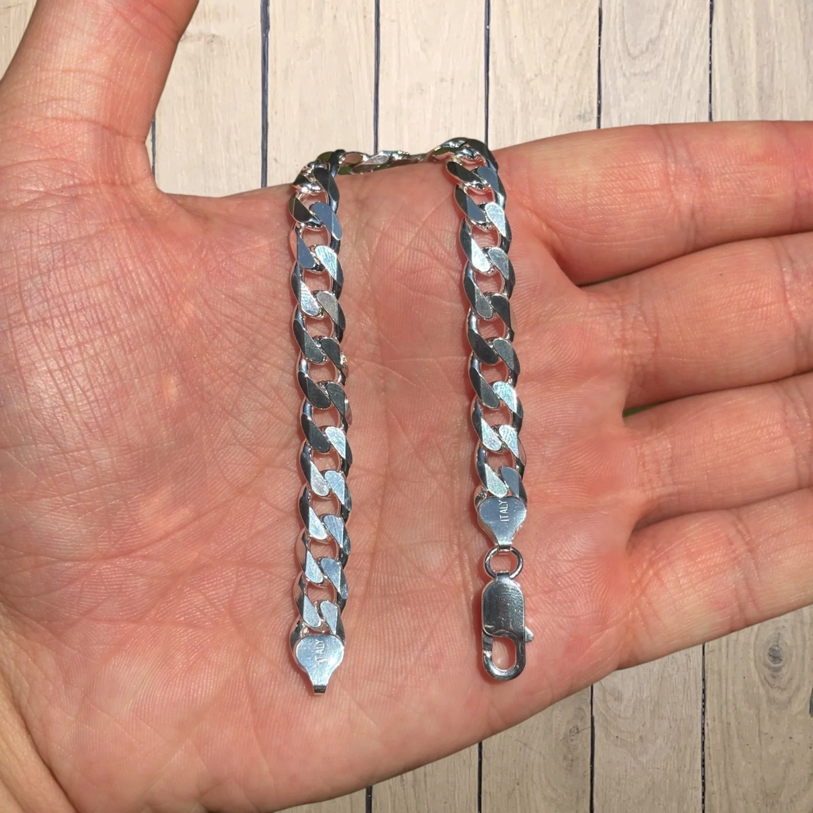 925 Sterling Silver 8mm Curb Bracelet - Image 4