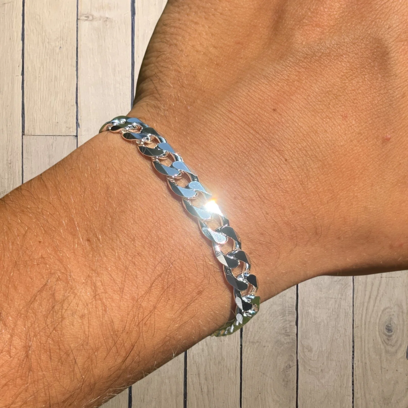 925 Sterling Silver 8mm Curb Bracelet - Image 9