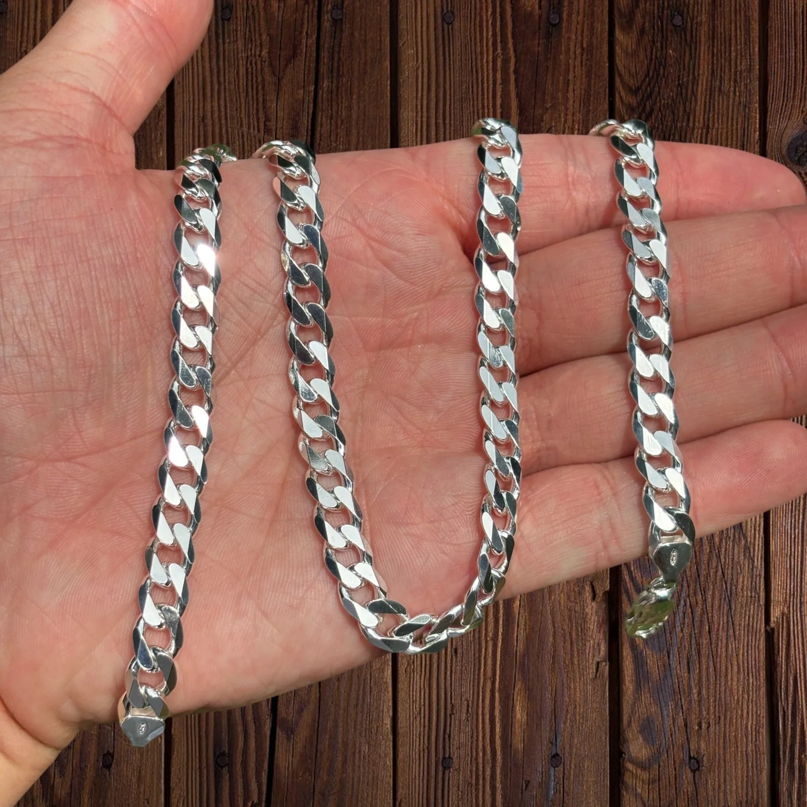 925 Sterling Silver 8mm Curb Chain Necklace - Image 6