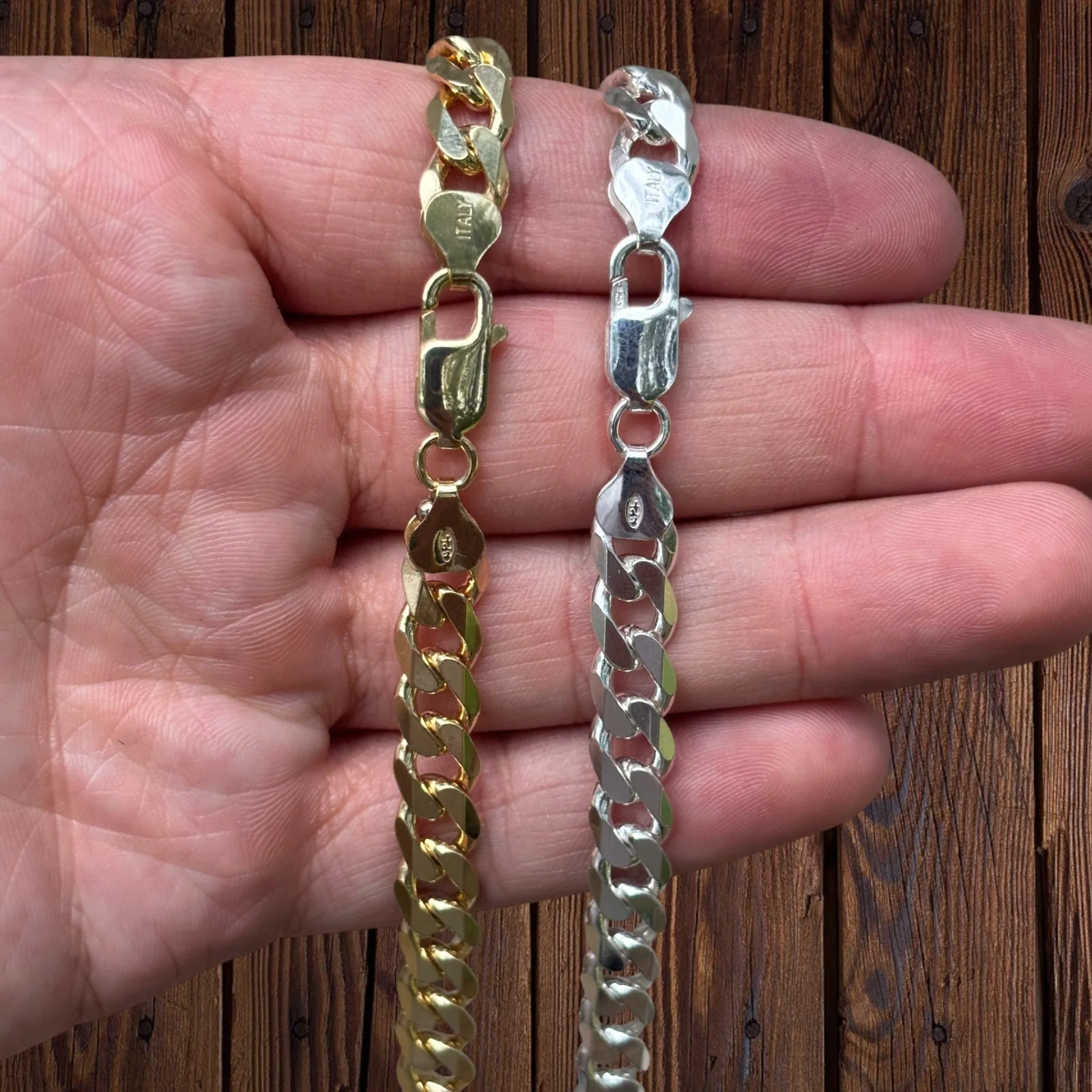 925 Sterling Silver 8mm Curb Chain Necklace - Image 8