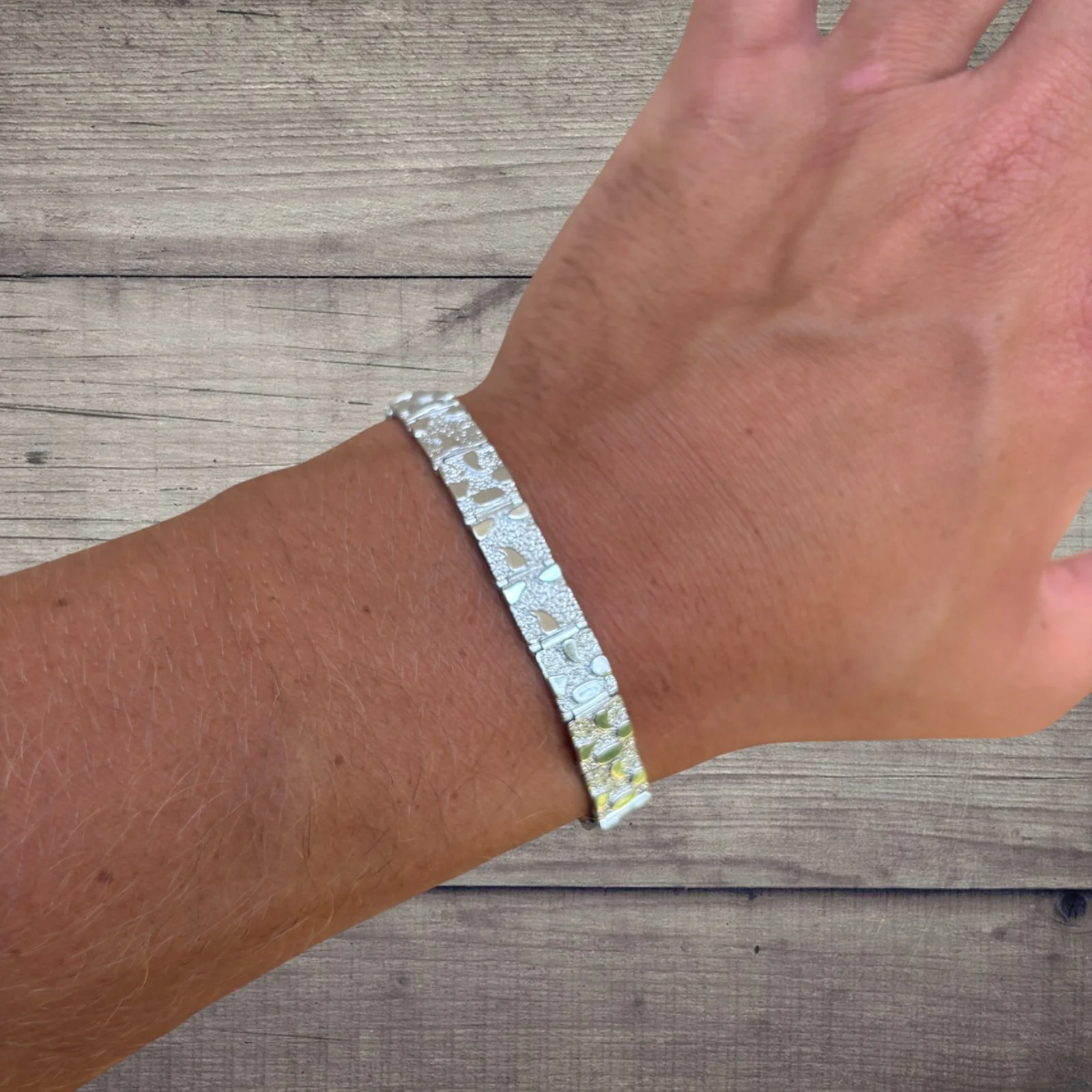 925 Sterling Silver 8mm Custom Nugget Link Bracelet - Image 13