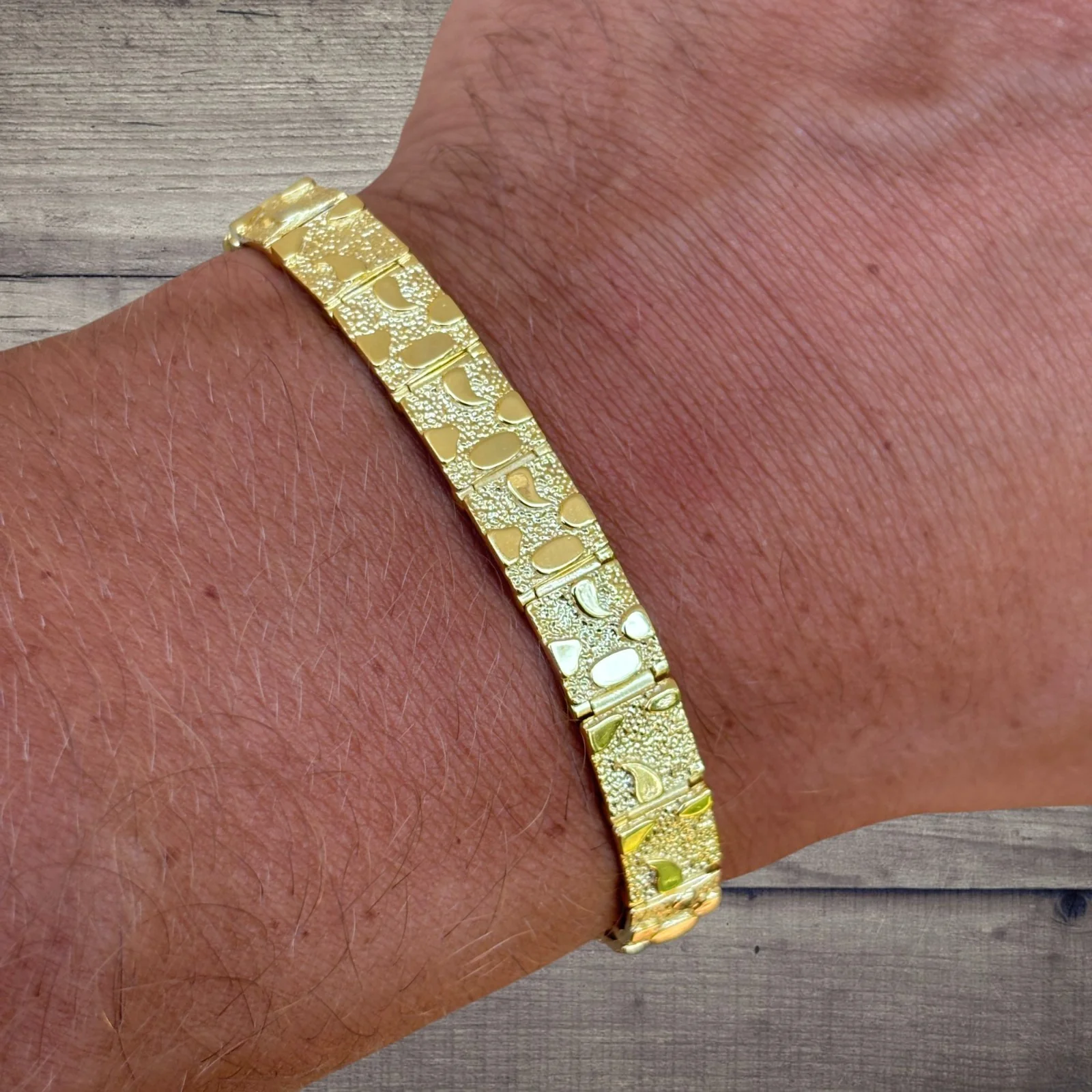 925 Sterling Silver 8mm Custom Nugget Link Bracelet - Image 21