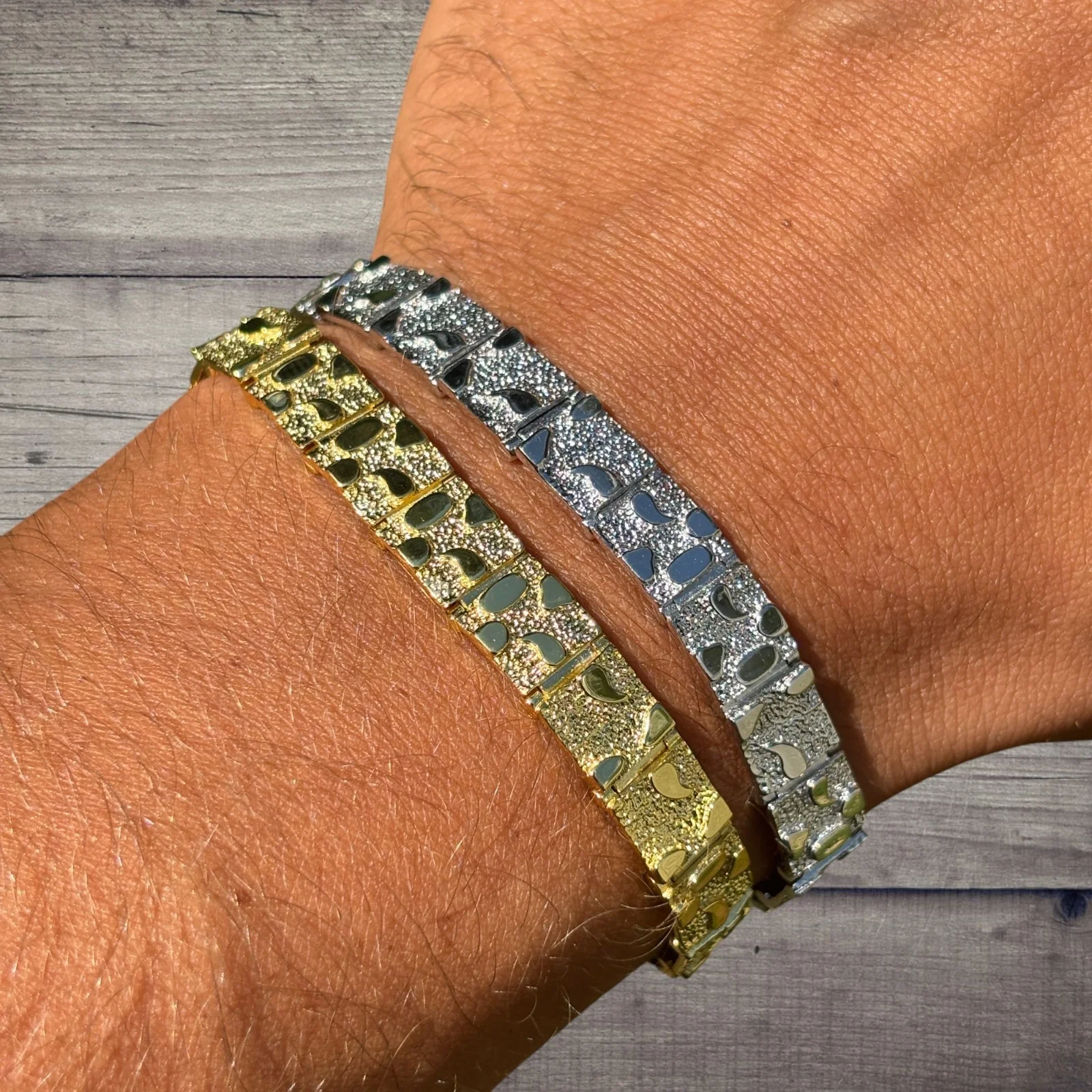 925 Sterling Silver 8mm Custom Nugget Link Bracelet - Image 3