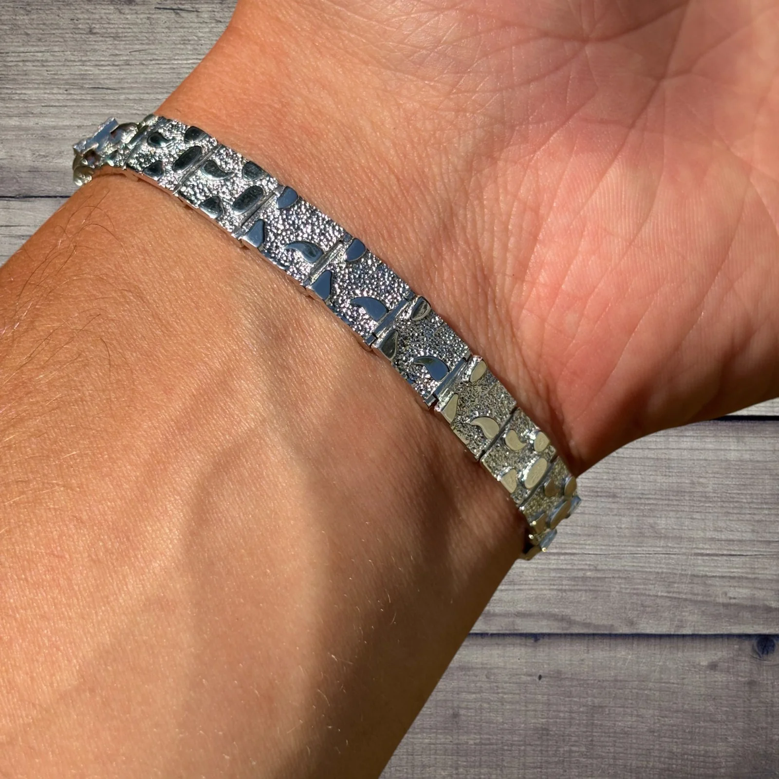 925 Sterling Silver 8mm Custom Nugget Link Bracelet - Image 8