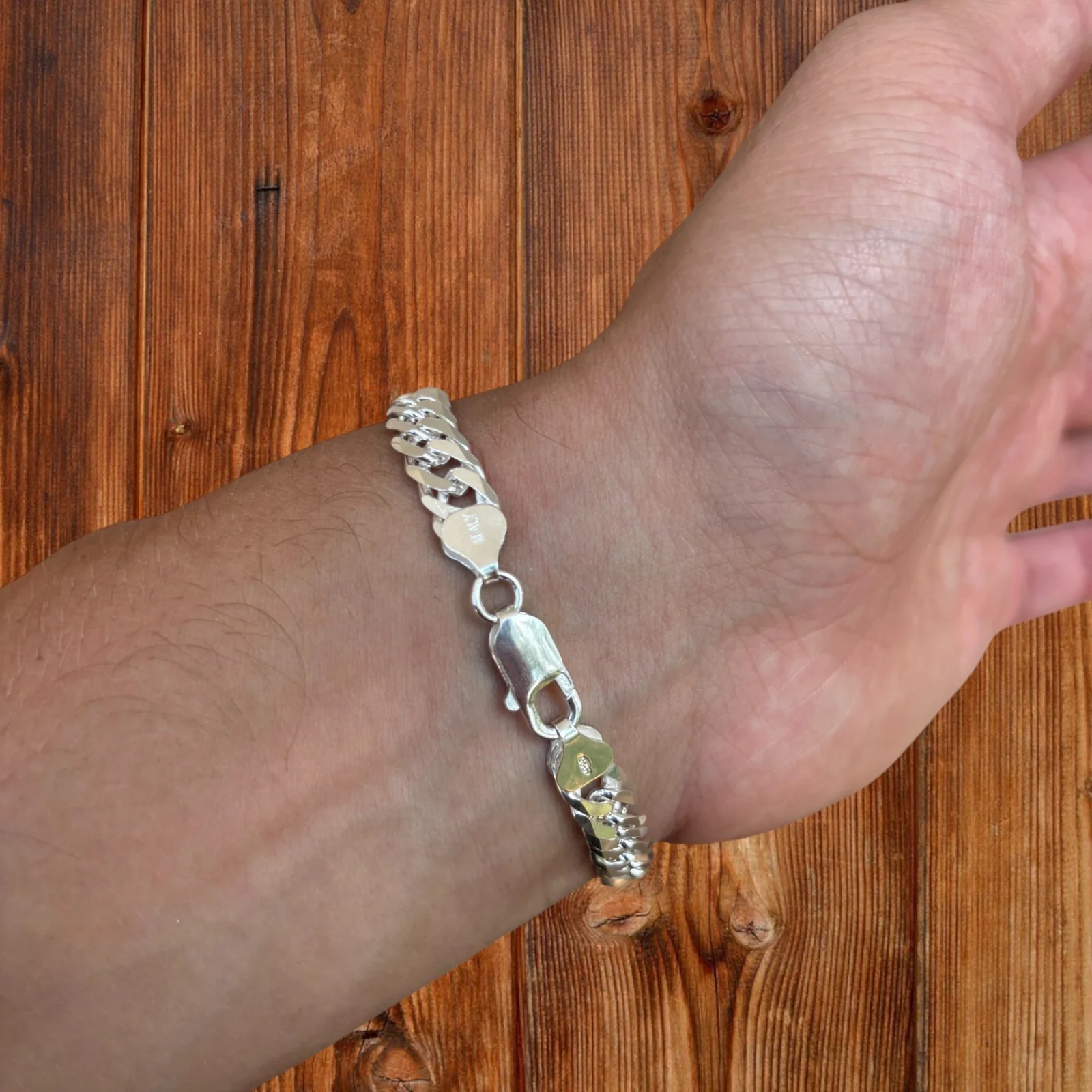 925 Sterling Silver 8mm Double Curb Bracelet - Image 13